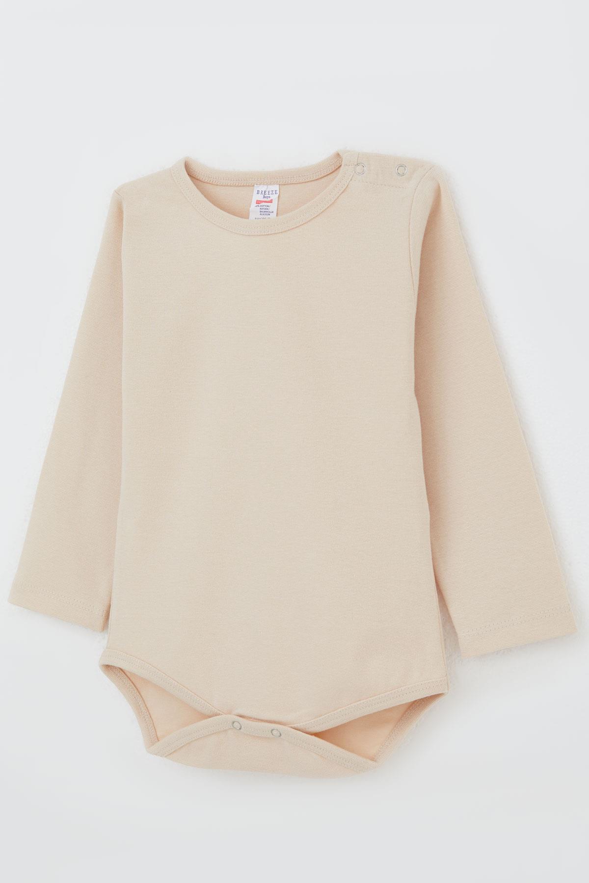 Breeze Erkek Bebek Çıtçıtlı Zıbın Body Basic Krem (9 Ay-3 Yaş)