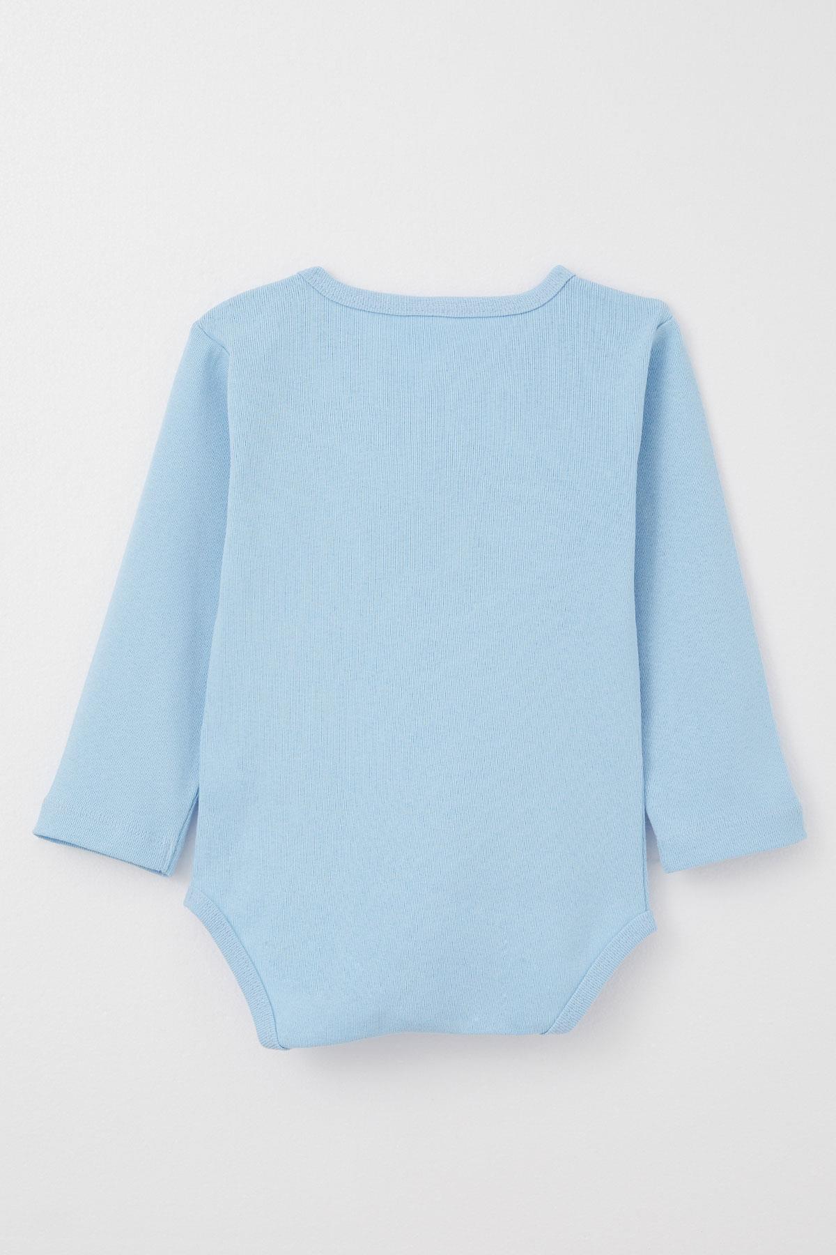 Breeze  Erkek Bebek Çıtçıtlı Zıbın Body Şoför Timsahcık Baskılı Mavi (9 Ay-3 Yaş)