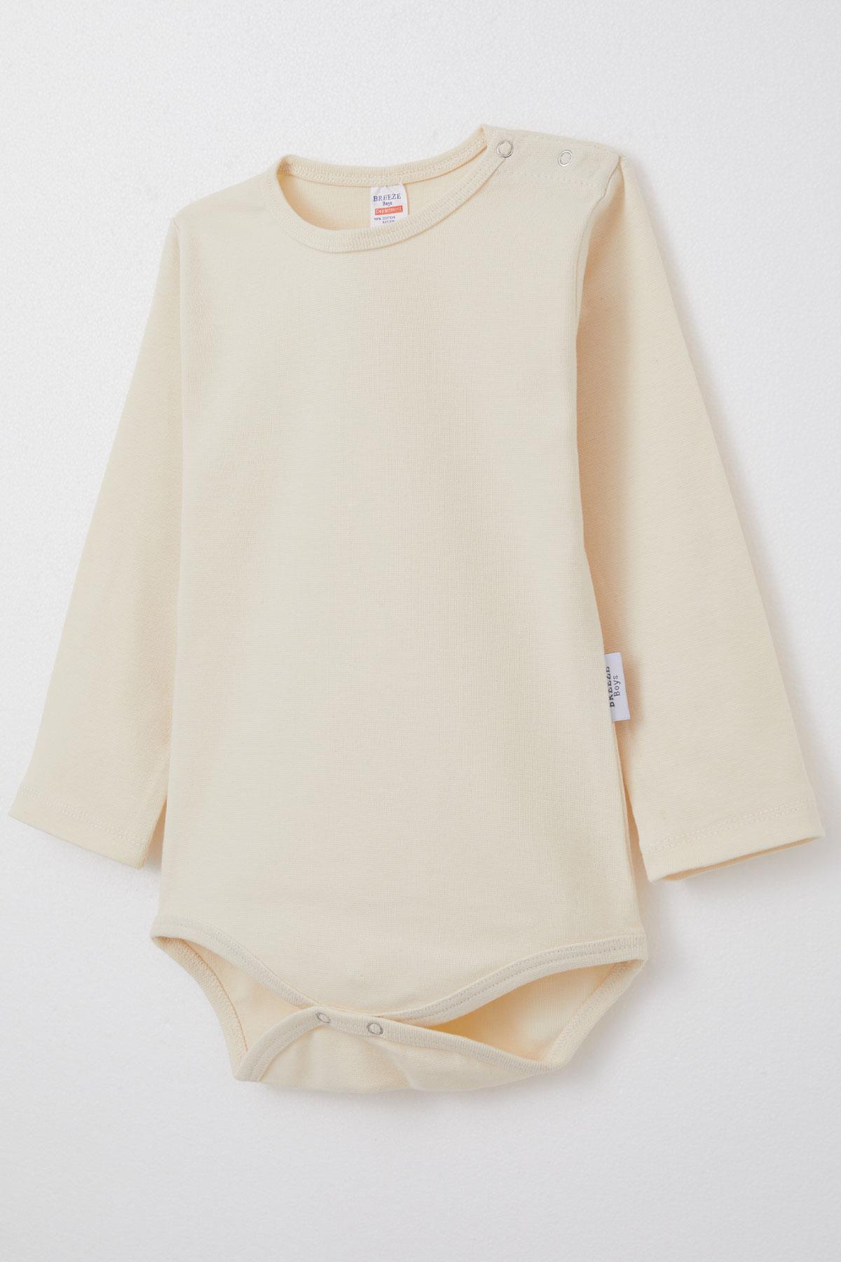 Breeze Erkek Bebek Çıtçıtlı Zıbın Body Basic Krem (9 Ay-3 Yaş)