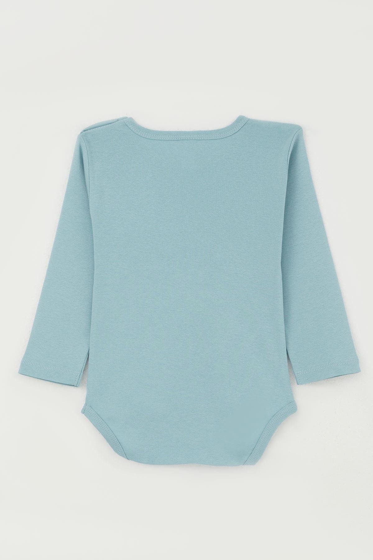 Breeze Erkek Bebek Çıtçıtlı Zıbın Body Havalı Ayıcık Baskılı Petrol Mavisi (9 Ay-3 Yaş)