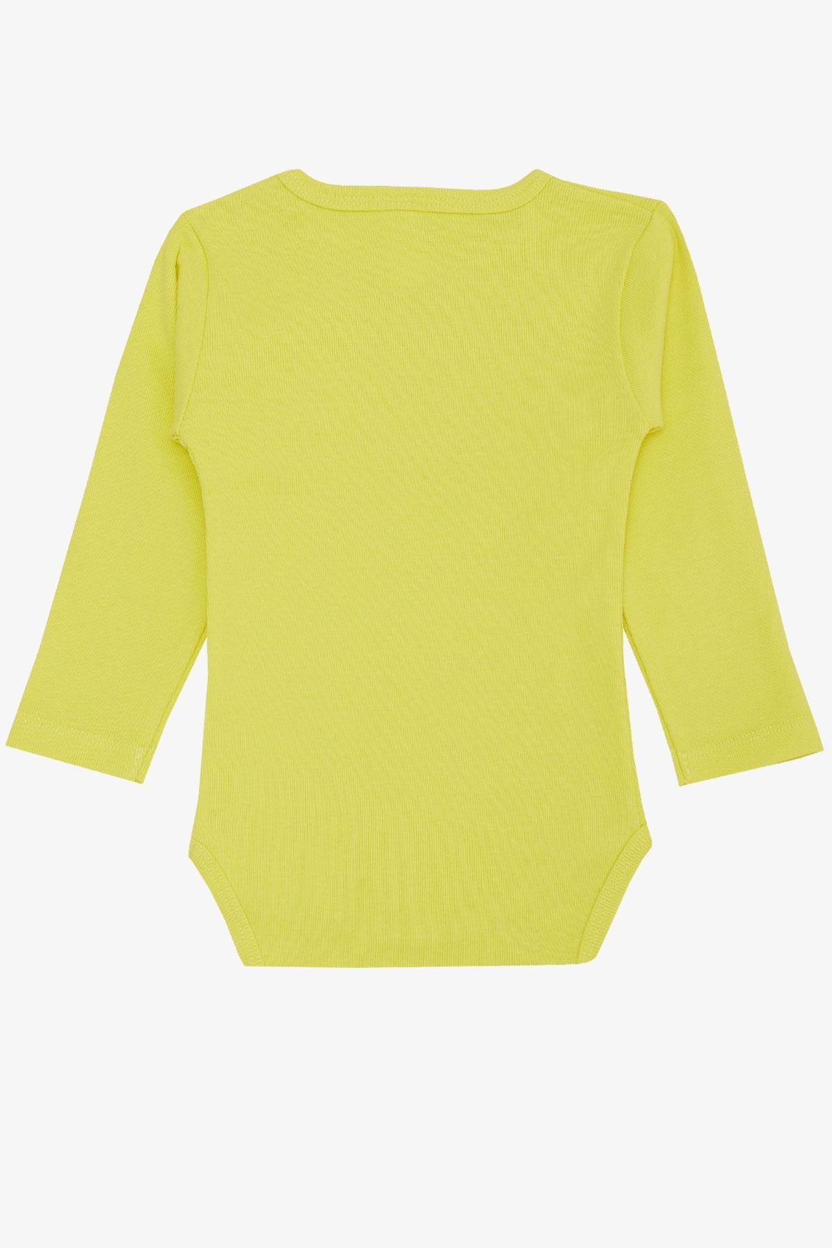 Breeze Erkek Bebek Çıtçıtlı Zıbın Body Araba Baskılı Neon Sarı (9 Ay-3 Yaş)