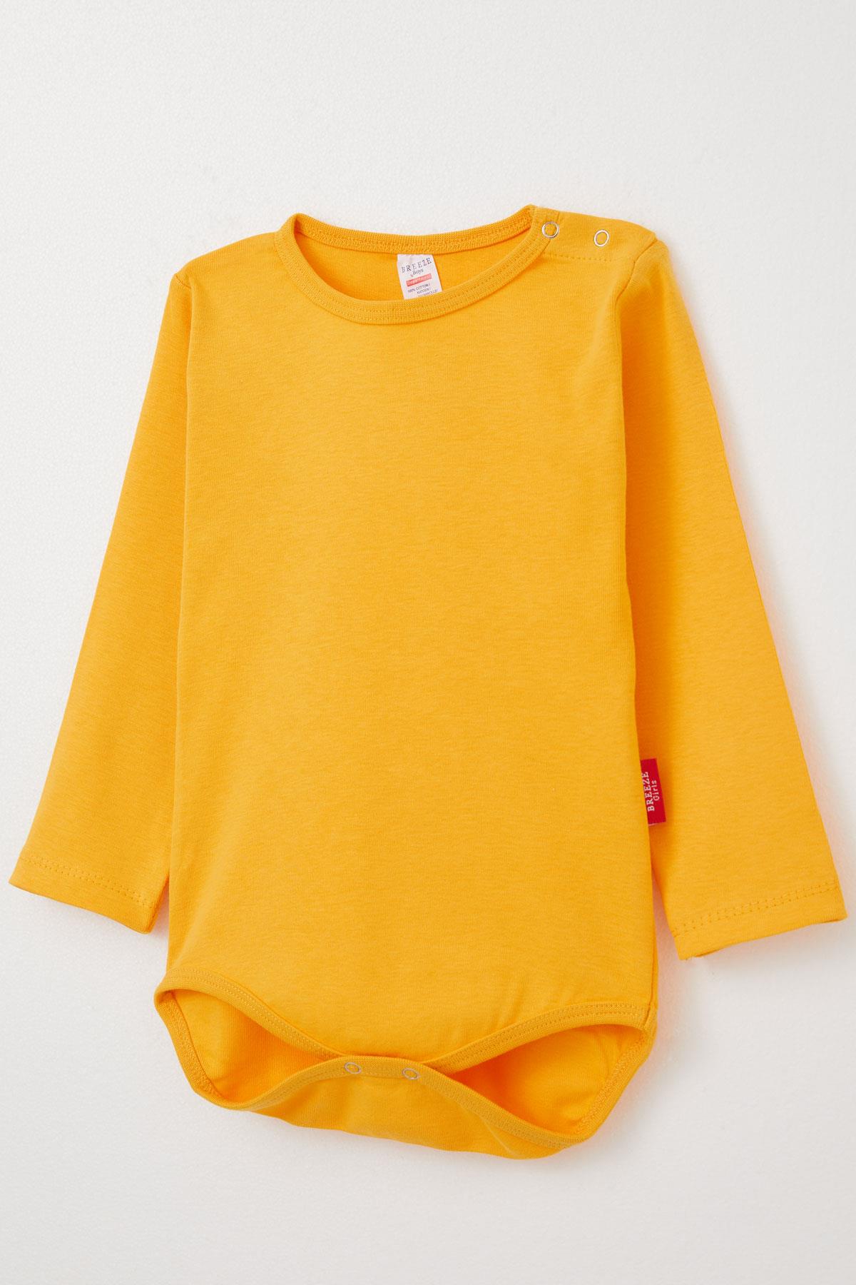 Breeze Erkek Bebek Çıtçıtlı Zıbın Body Basic Hardal Sarı (9 Ay-3 Yaş)