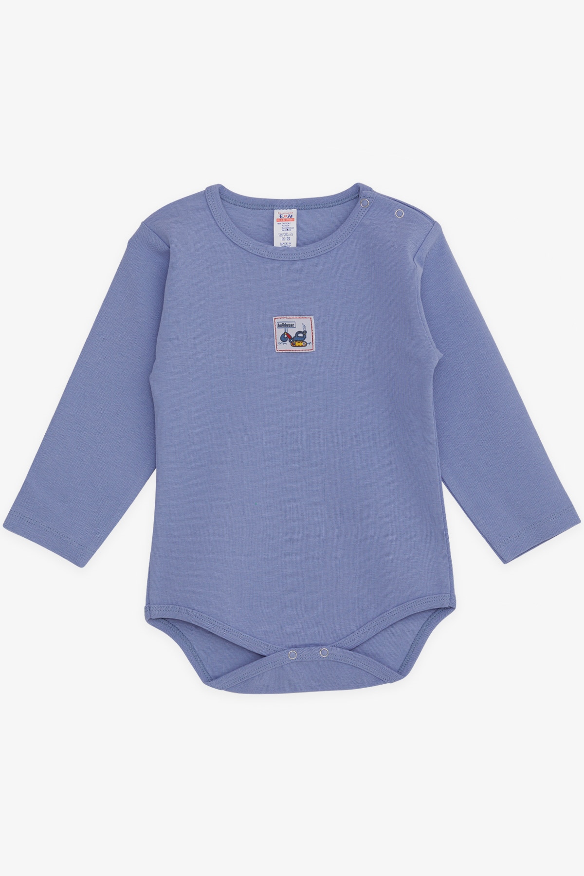 Breeze Erkek Bebek Çıtçıtlı Zıbın Body İş Makinası Baskılı Lila (9 Ay-3 Yaş)