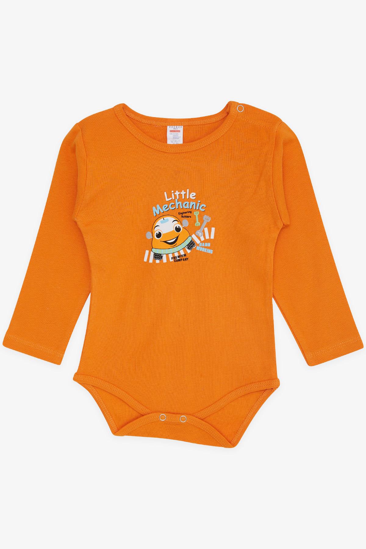 Breeze Erkek Bebek Çıtçıtlı Zıbın Body Küçük Tamirci Turuncu (9 Ay-3 Yaş)