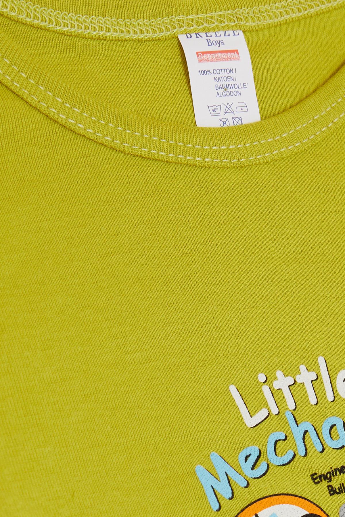 Breeze Erkek Bebek Çıtçıtlı Zıbın Body Küçük Tamirci Fıstık Yeşili (9 Ay-3 Yaş)