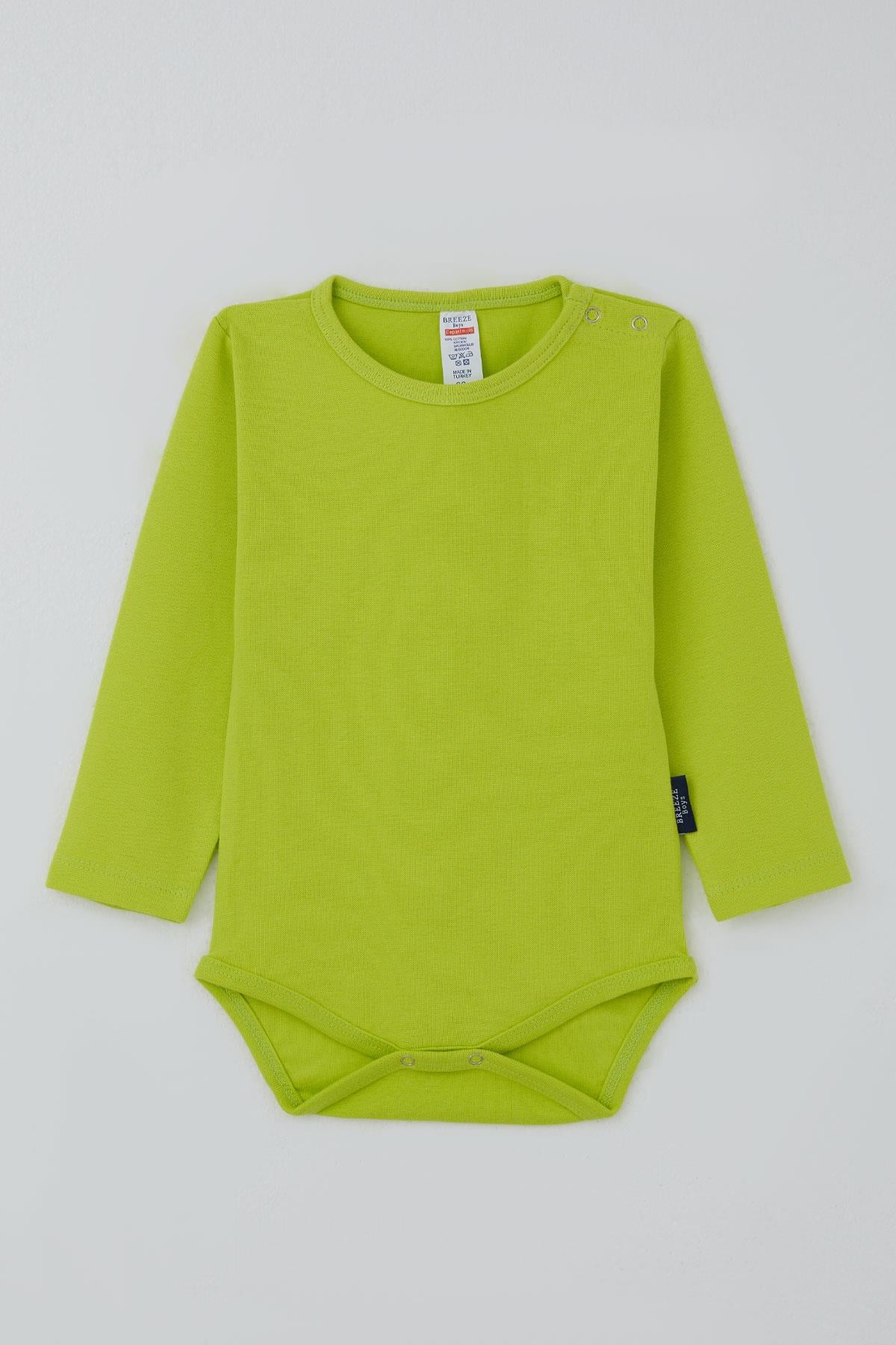 Breeze Erkek Bebek Çıtçıtlı Zıbın Body Basic Neon Yeşil (9 Ay-3 Yaş)