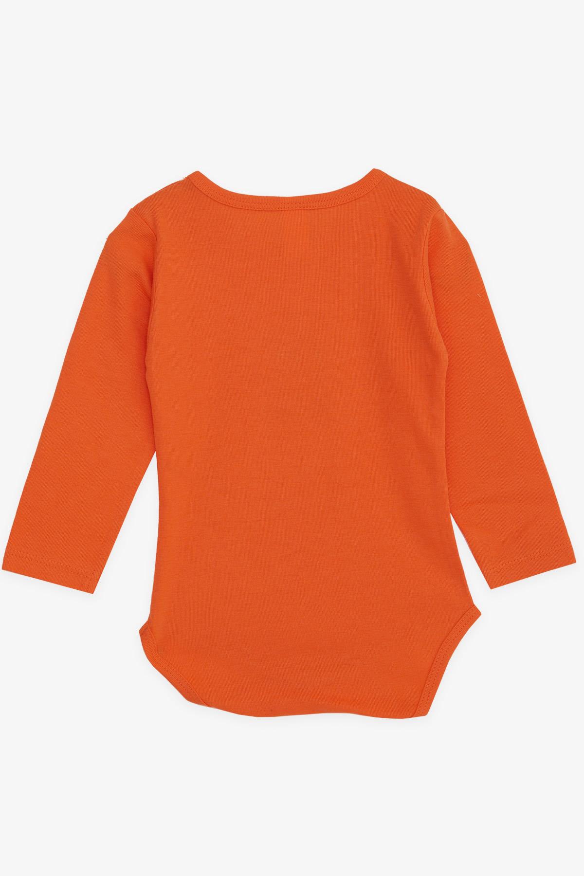 Breeze Erkek Bebek Çıtçıtlı Zıbın Body Gözlüklü Ayıcık Baskılı Turuncu (9 Ay-3 Yaş)