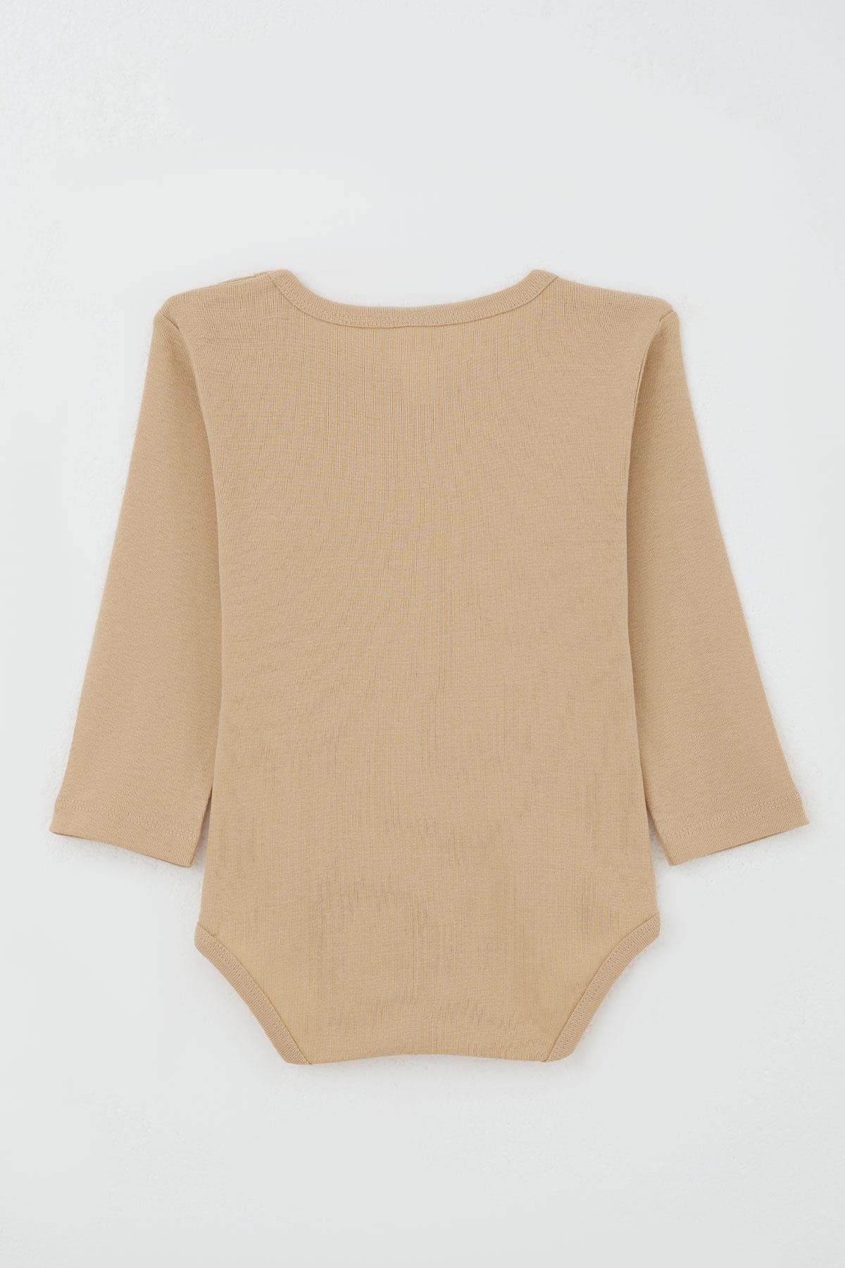 Breeze Erkek Bebek Çıtçıtlı Zıbın Body Maymuncuk Baskılı Açık Kahverengi (9 Ay-3 Yaş)