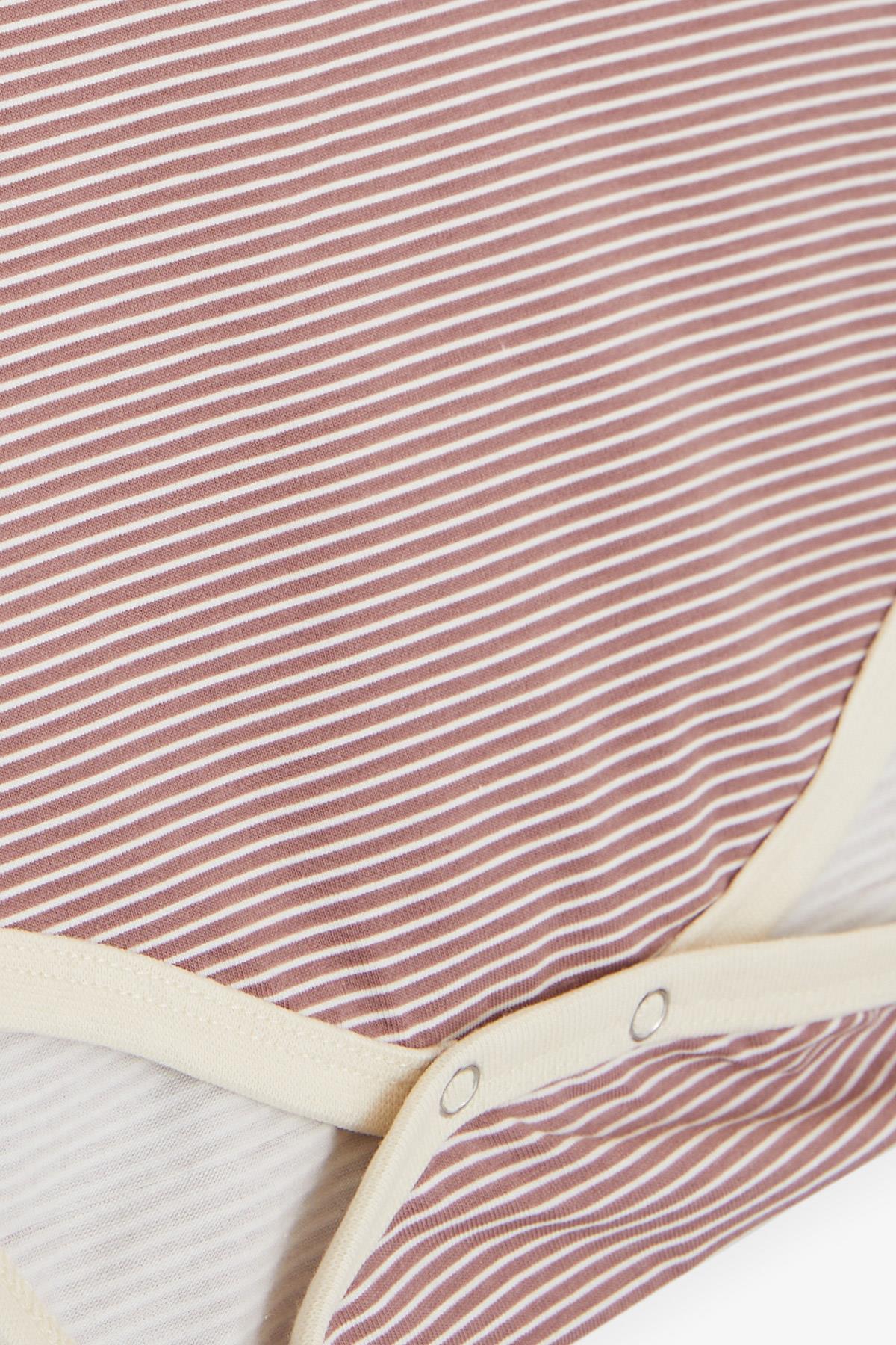 Breeze Erkek Bebek Çıtçıtlı Zıbın Body Çizgili Mürdüm (9 Ay-3 Yaş)