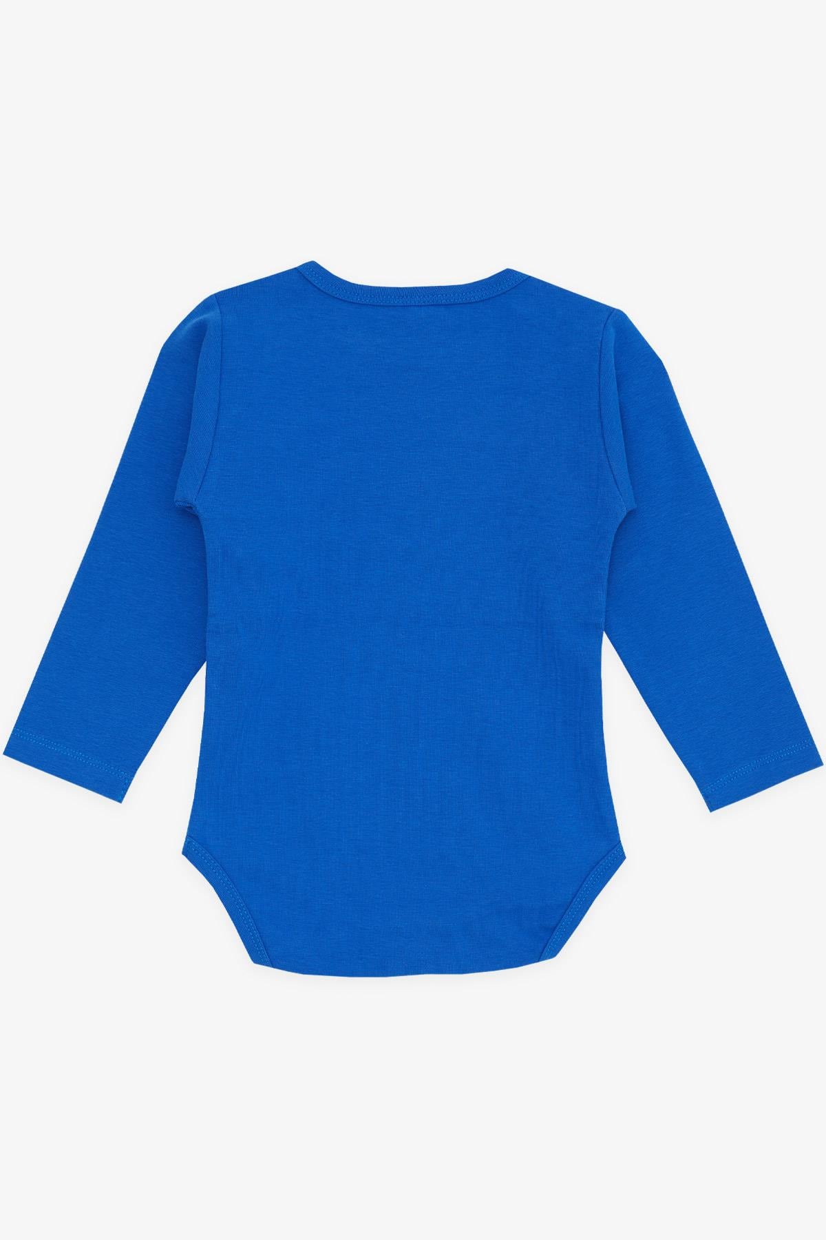 Breeze Erkek Bebek Çıtçıtlı Zıbın Body Erkek Bebek Baskılı Saks Mavisi (9 Ay-3 Yaş)