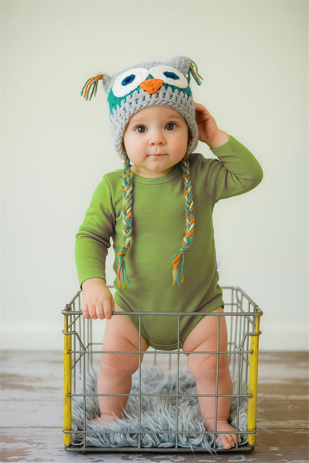 Breeze Erkek Bebek Çıtçıtlı Zıbın Body Basic Haki Yeşil (9 Ay-2 Yaş)