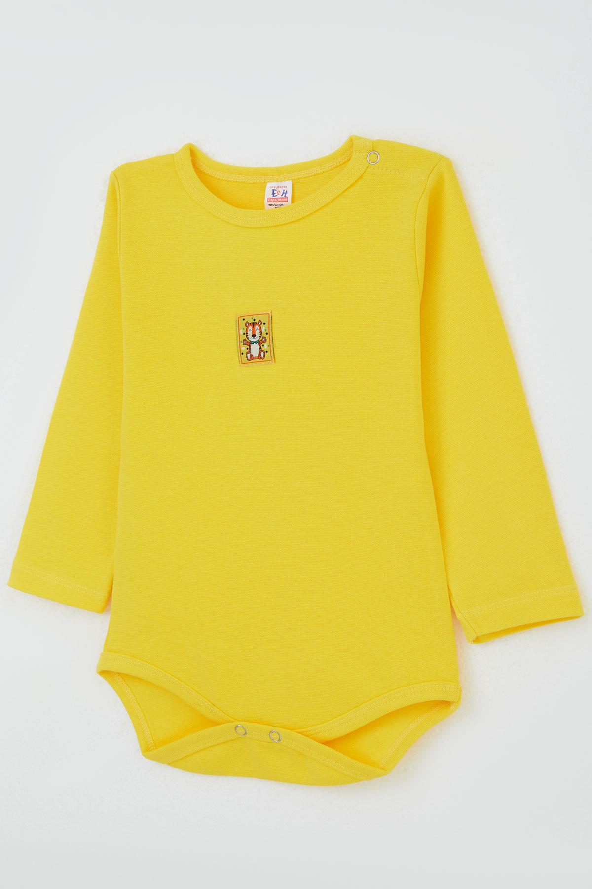 Breeze Erkek Bebek Çıtçıtlı Zıbın Body Aslancık Baskılı Neon Sarı (9 Ay-3 Yaş)