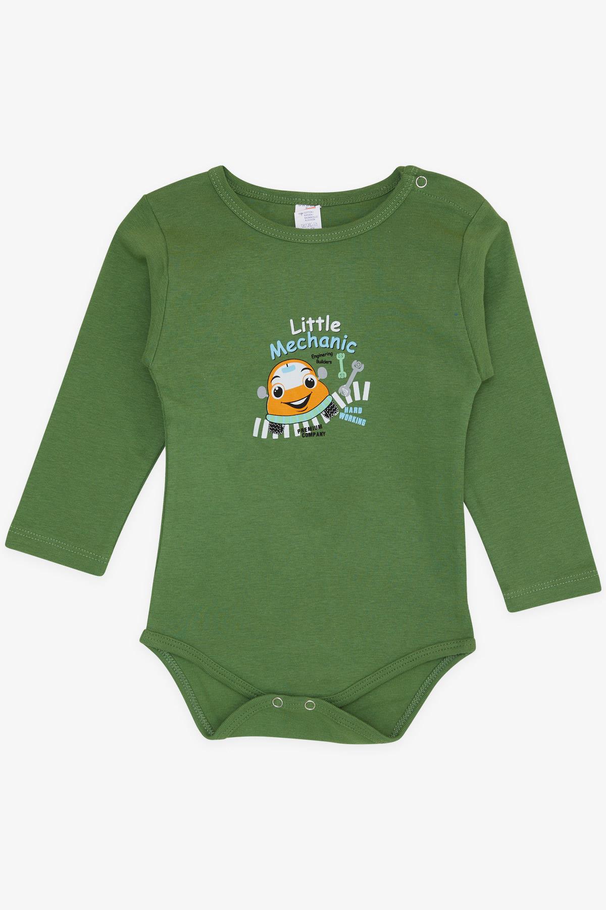 Breeze Erkek Bebek Çıtçıtlı Zıbın Body KüçükTamirci Koyu Yeşil (9 Ay-3 Yaş)