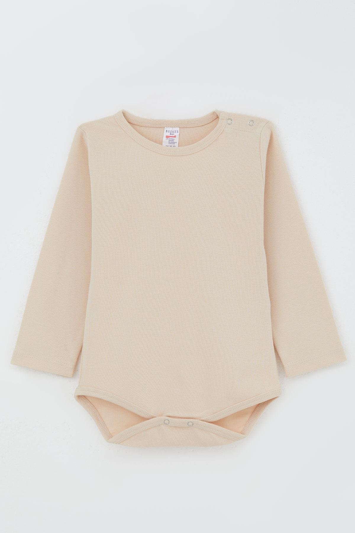 Breeze Erkek Bebek Çıtçıtlı Zıbın Body Basic Krem (9 Ay-3 Yaş)