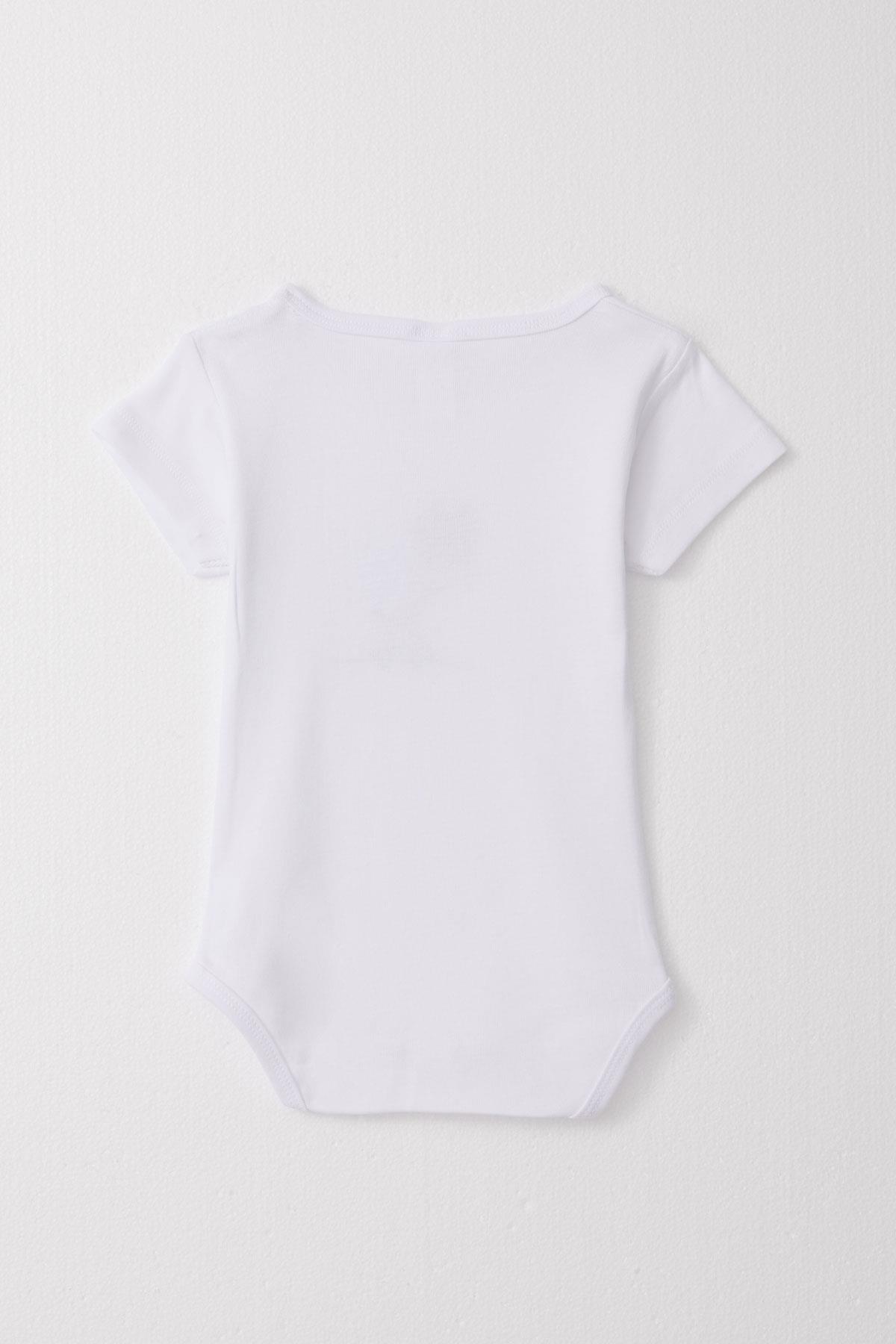 Breeze Erkek Bebek Çıtçıtlı Zıbın Body Sevimli Kaykaycı Zürafa Baskılı Beyaz (9 Ay-3 Yaş)