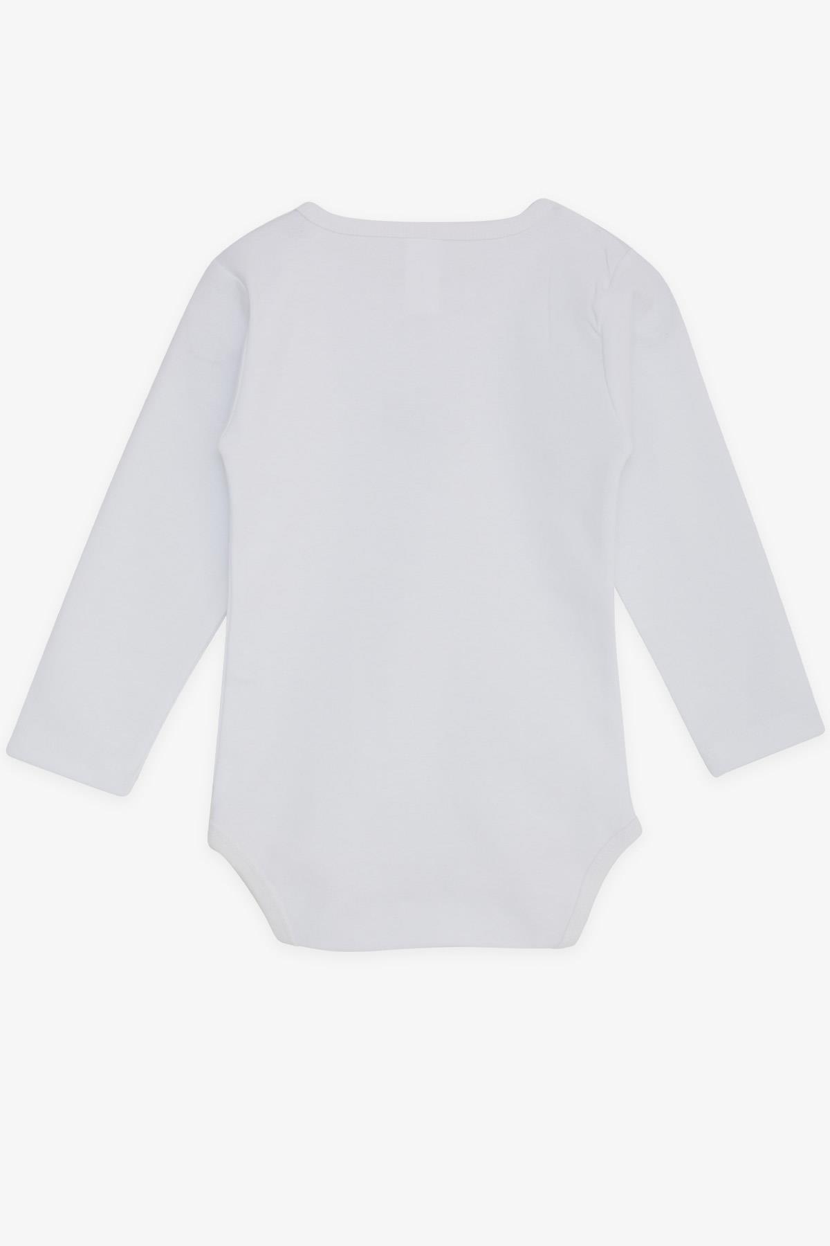 Breeze Erkek Bebek Çıtçıtlı Zıbın Body İş Makinası Baskılı Beyaz (9 Ay-3 Yaş)