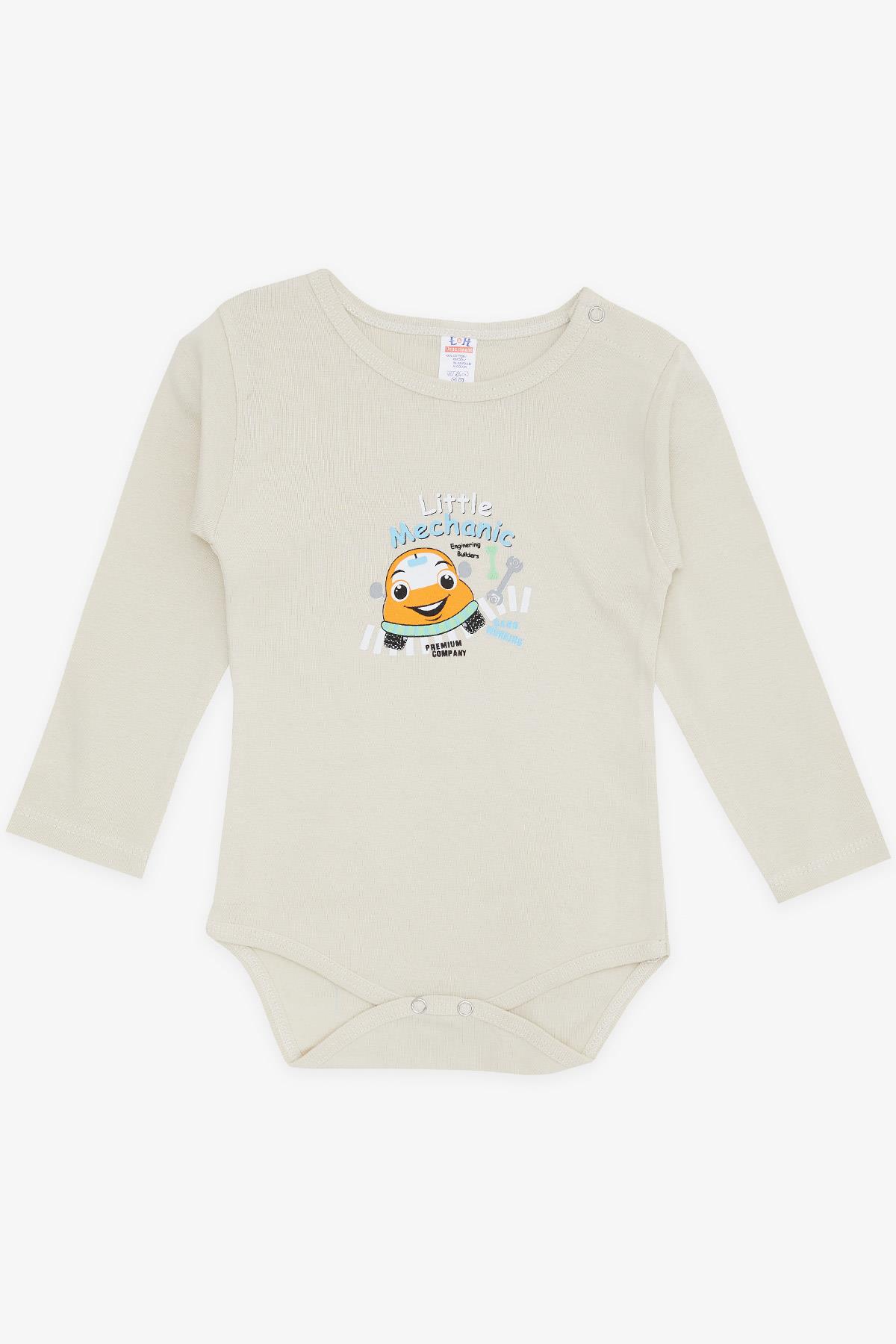 Breeze Erkek Bebek Çıtçıtlı Zıbın Body Küçük Tamirci Baskılı Taş (9 Ay-3 Yaş)