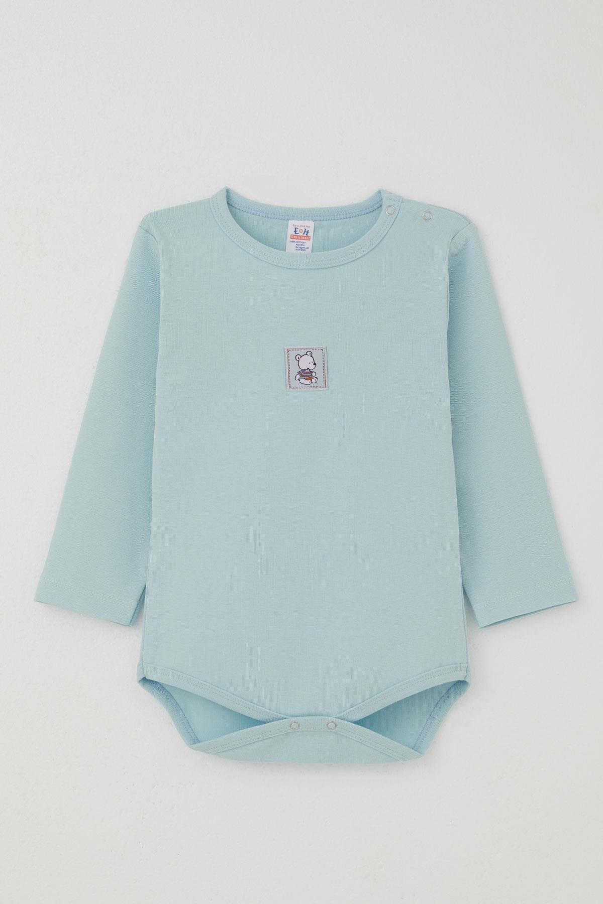 Breeze Erkek Bebek Çıtçıtlı Zıbın Body Ayıcık Baskılı Bebe Mavisi (9 Ay-3 Yaş)