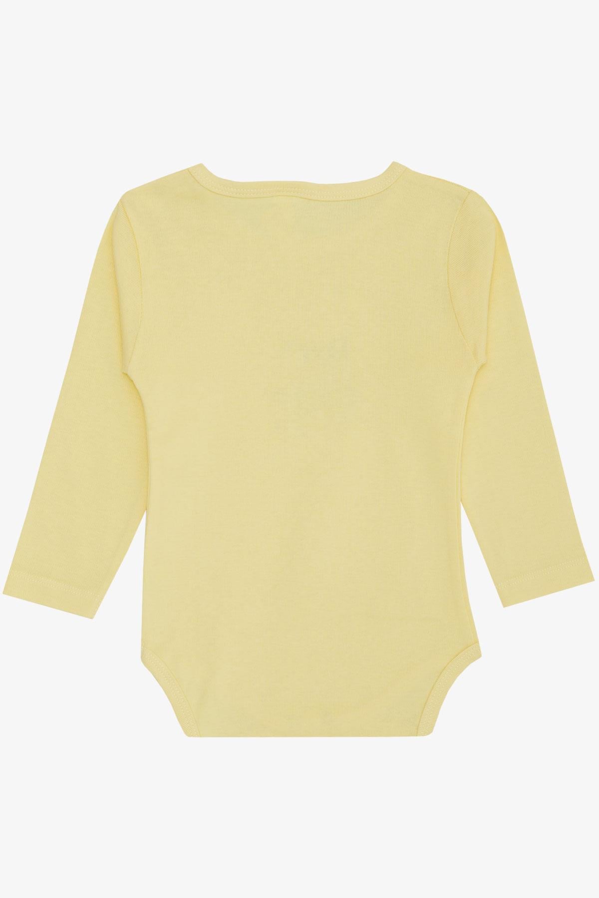 Breeze Erkek Bebek Çıtçıtlı Zıbın Body Gözlüklü Kedicik Baskılı Sarı (9 Ay-3 Yaş)