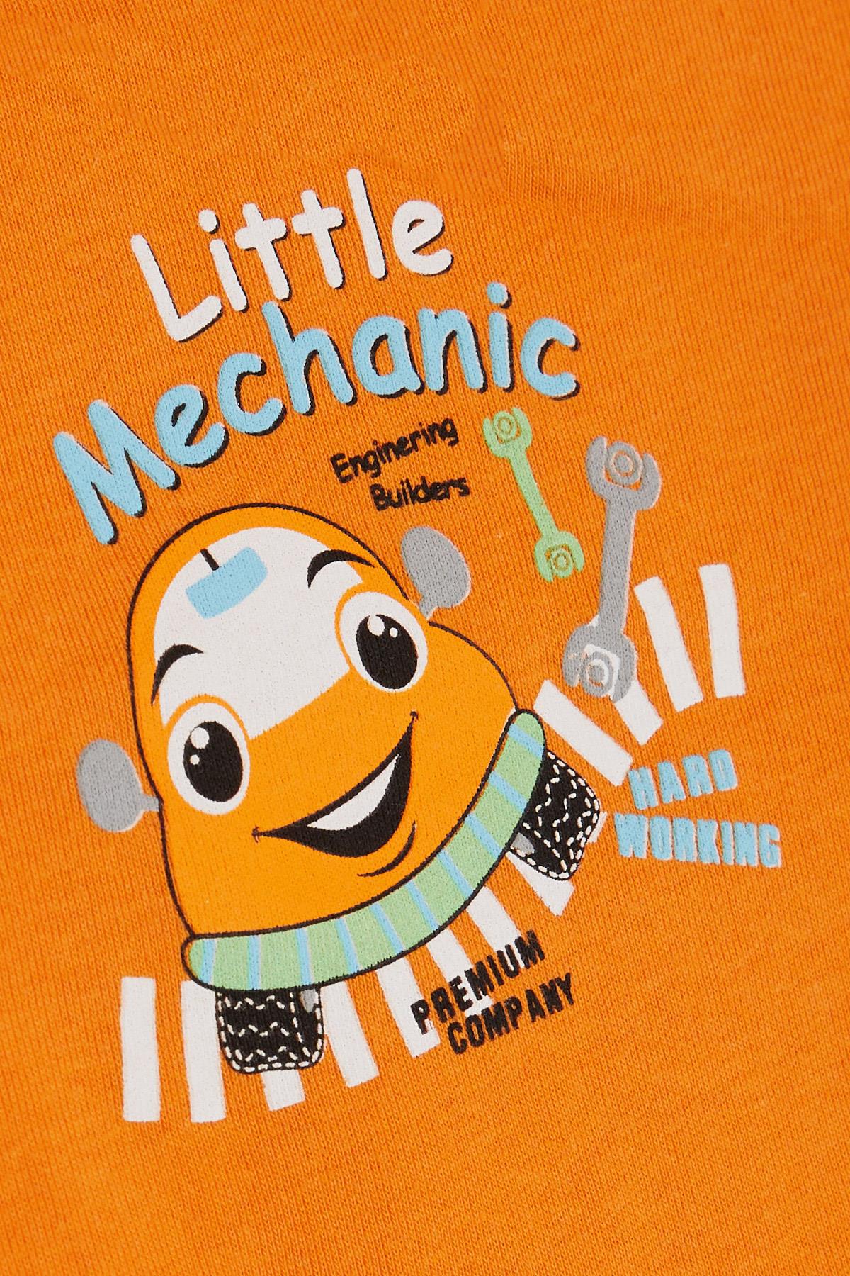 Breeze Erkek Bebek Çıtçıtlı Zıbın Body Küçük Tamirci Turuncu (9 Ay-3 Yaş)