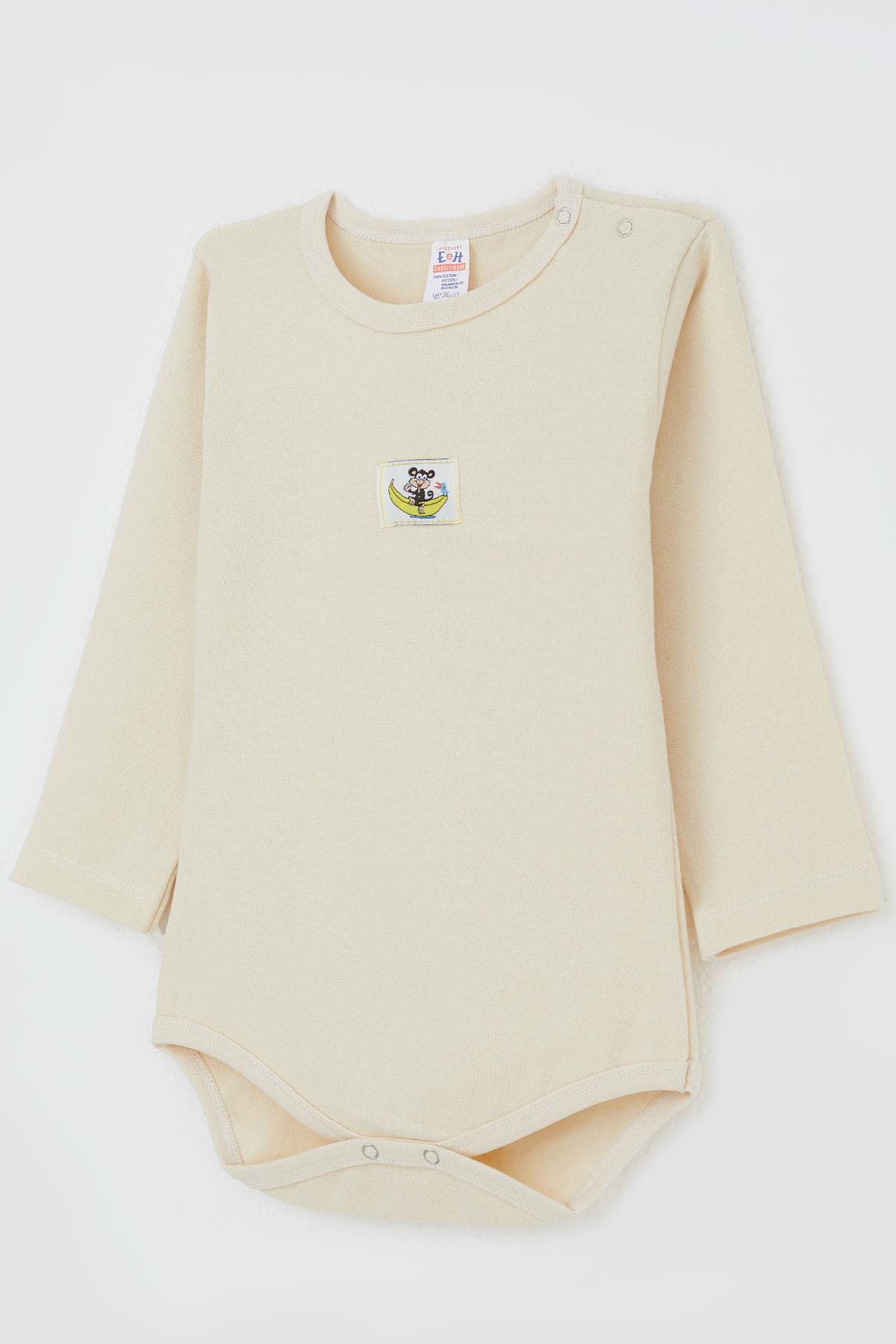 Breeze Erkek Bebek Çıtçıtlı Zıbın Body Maymuncuk Baskılı Krem (9 Ay-3 Yaş)