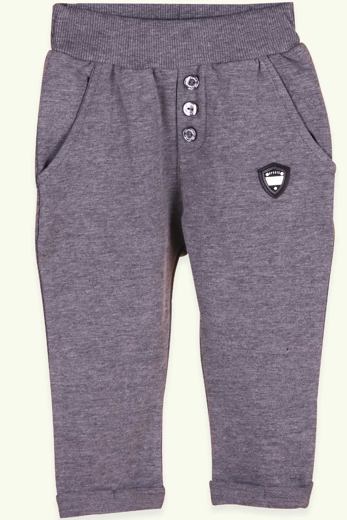 Breeze Erkek Bebek Eşofman Altı Armalı Basic Gri (9 Ay-3 Yaş)
