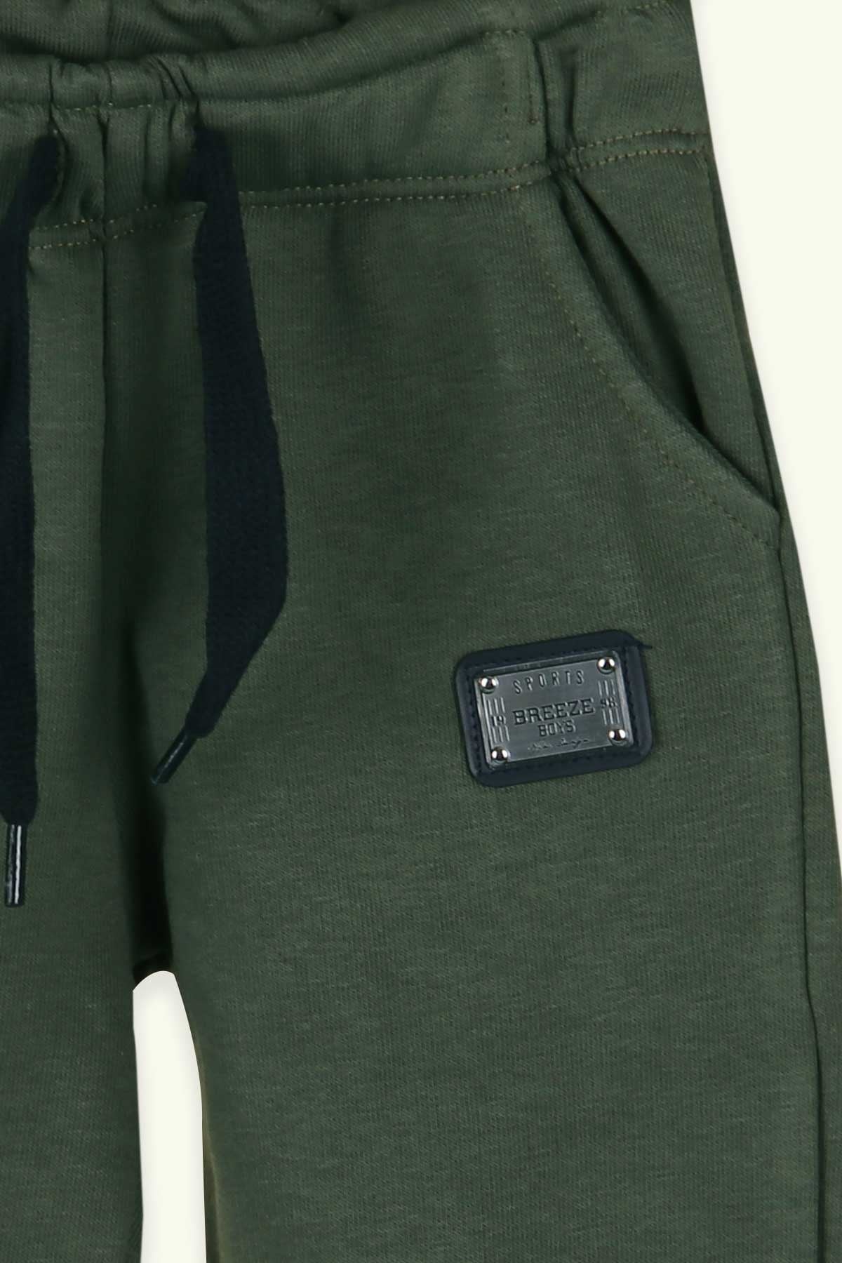 Breeze Erkek Bebek Eşofman Altı Basic Armalı Koyu Yeşil (9 Ay-3 Yaş)