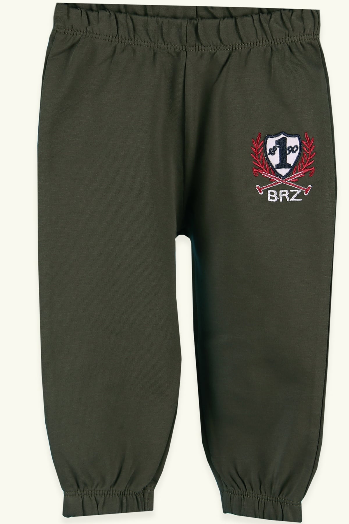 Breeze Erkek Bebek Eşofman Altı Basic Nakışlı Haki Yeşil (9 Ay-3 Yaş)