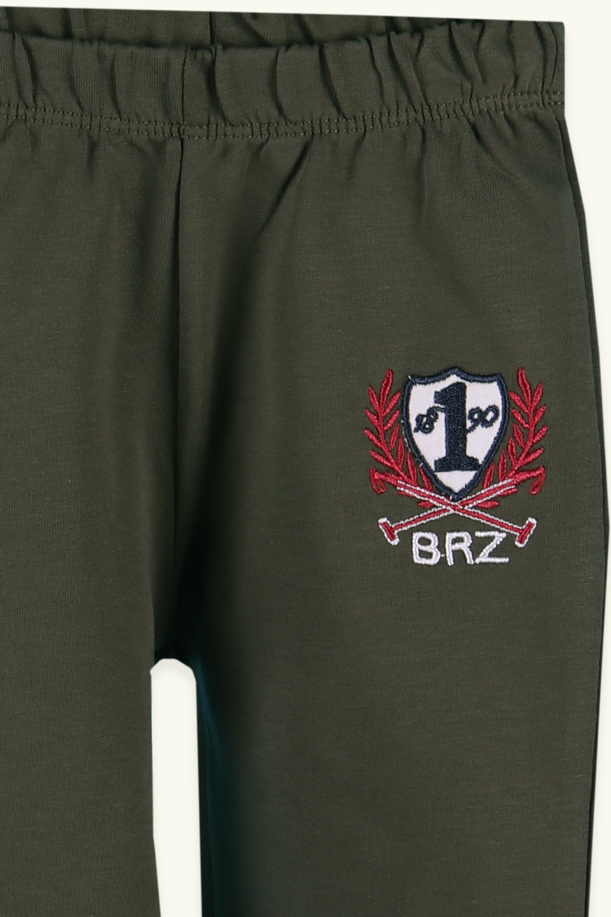 Breeze Erkek Bebek Eşofman Altı Basic Nakışlı Haki Yeşil (9 Ay-3 Yaş)