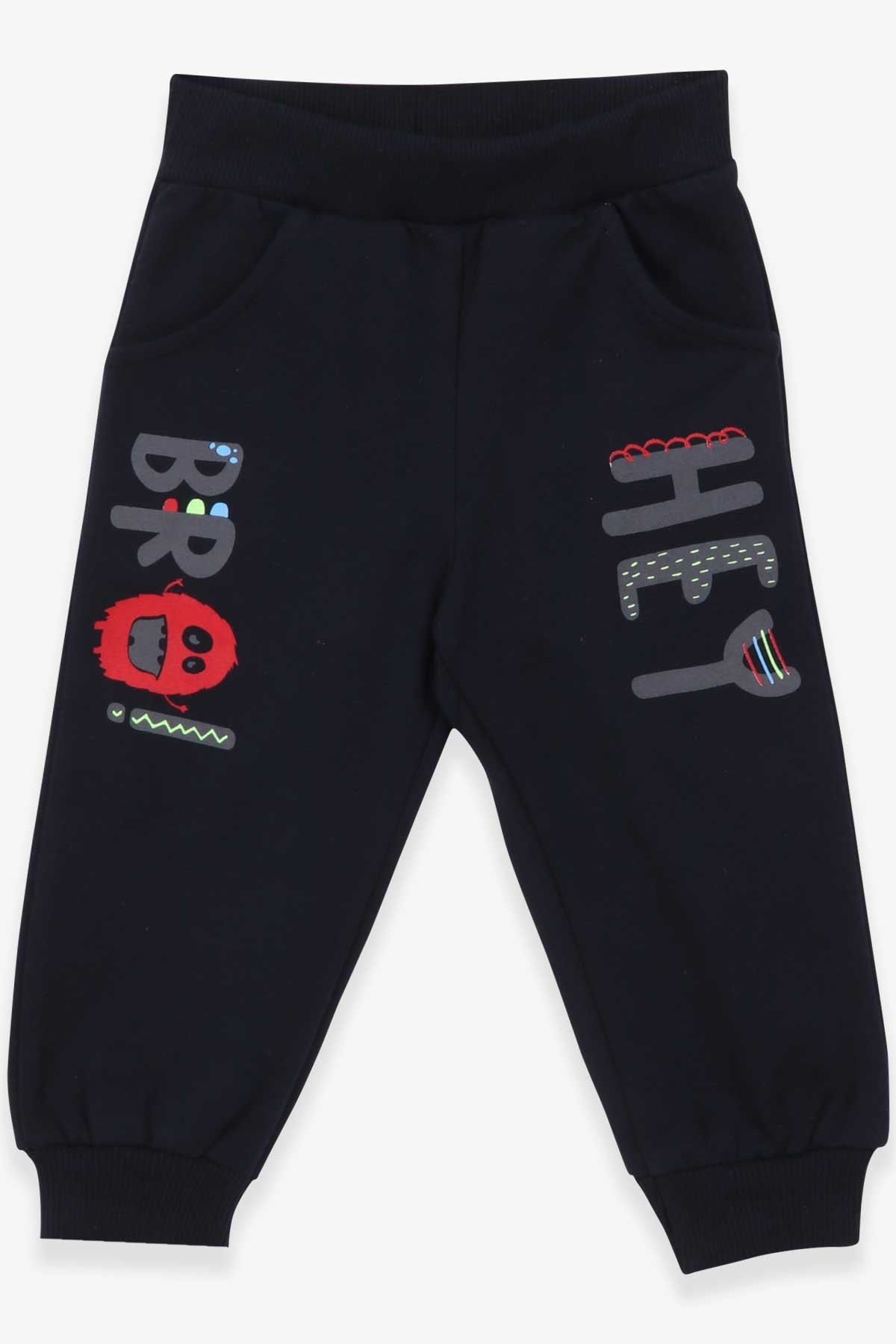 Breeze Erkek Bebek Eşofman Altı Baskılı Cepli Lacivert (9 Ay-3 Yaş)