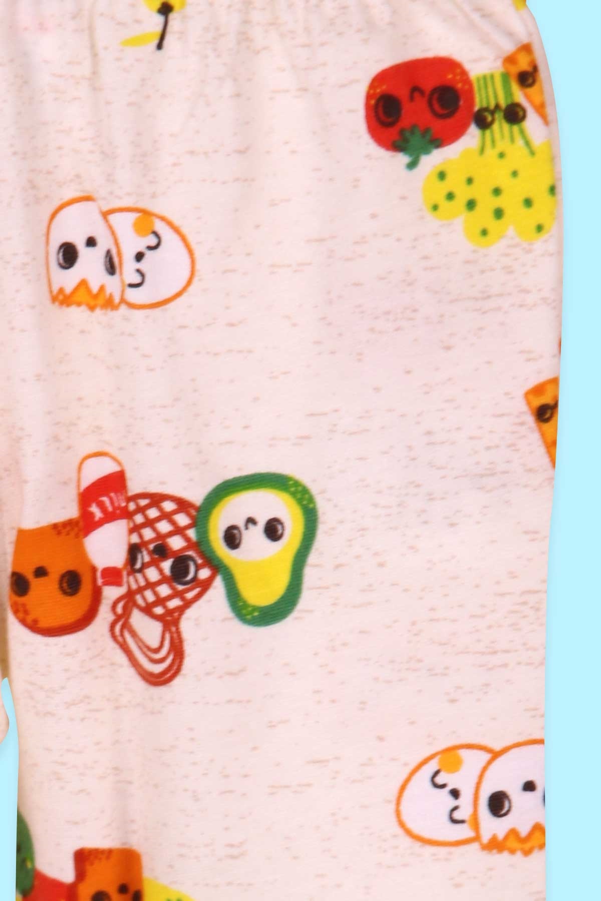 Breeze Erkek Bebek Eşofman Altı Patikli Kahvaltı Temalı Krem (0-3 Ay)