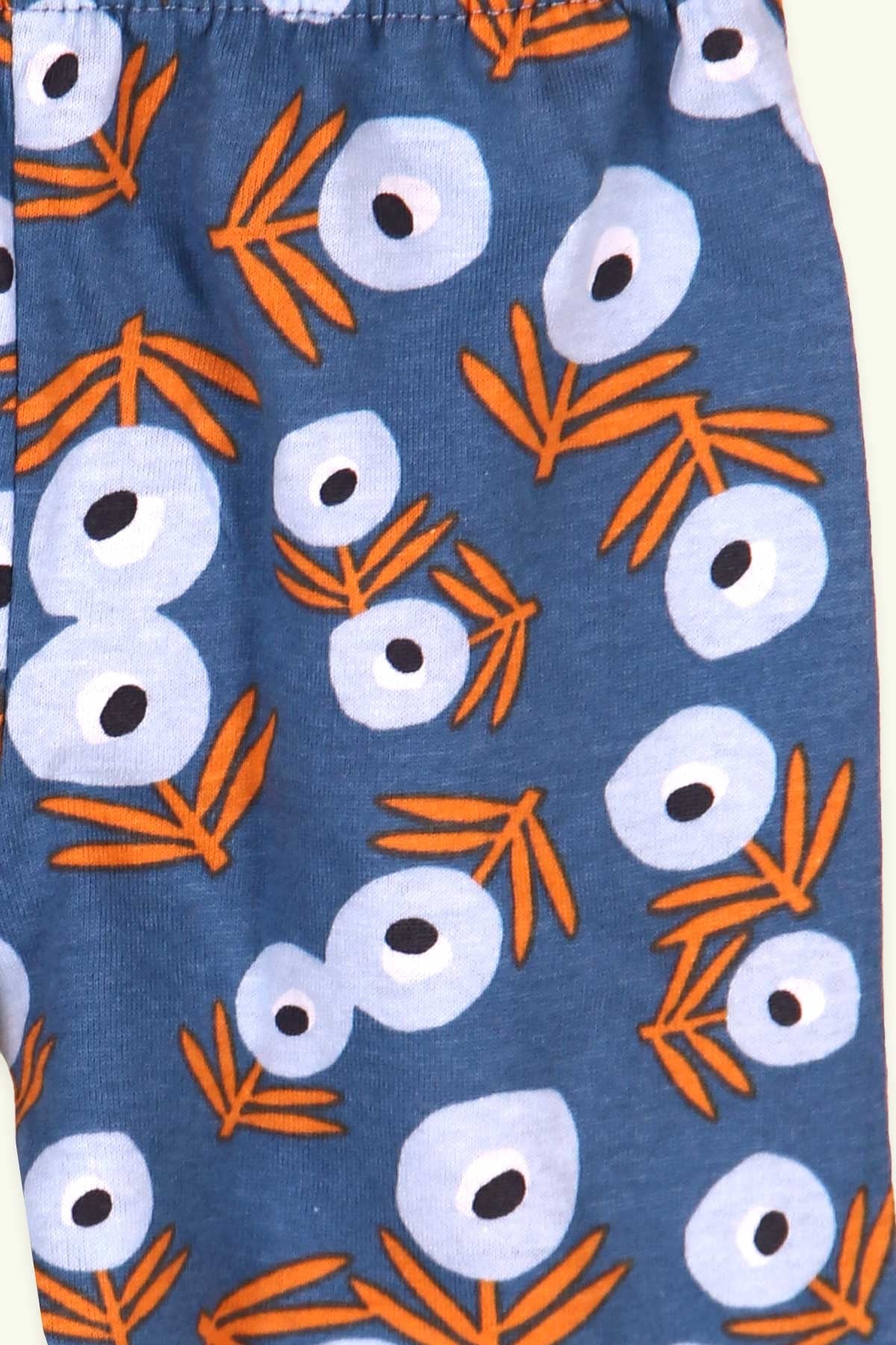 Breeze Erkek Bebek Eşofman Altı Patikli Zeytin Dalı Desenli Mavi (0-3 Ay)