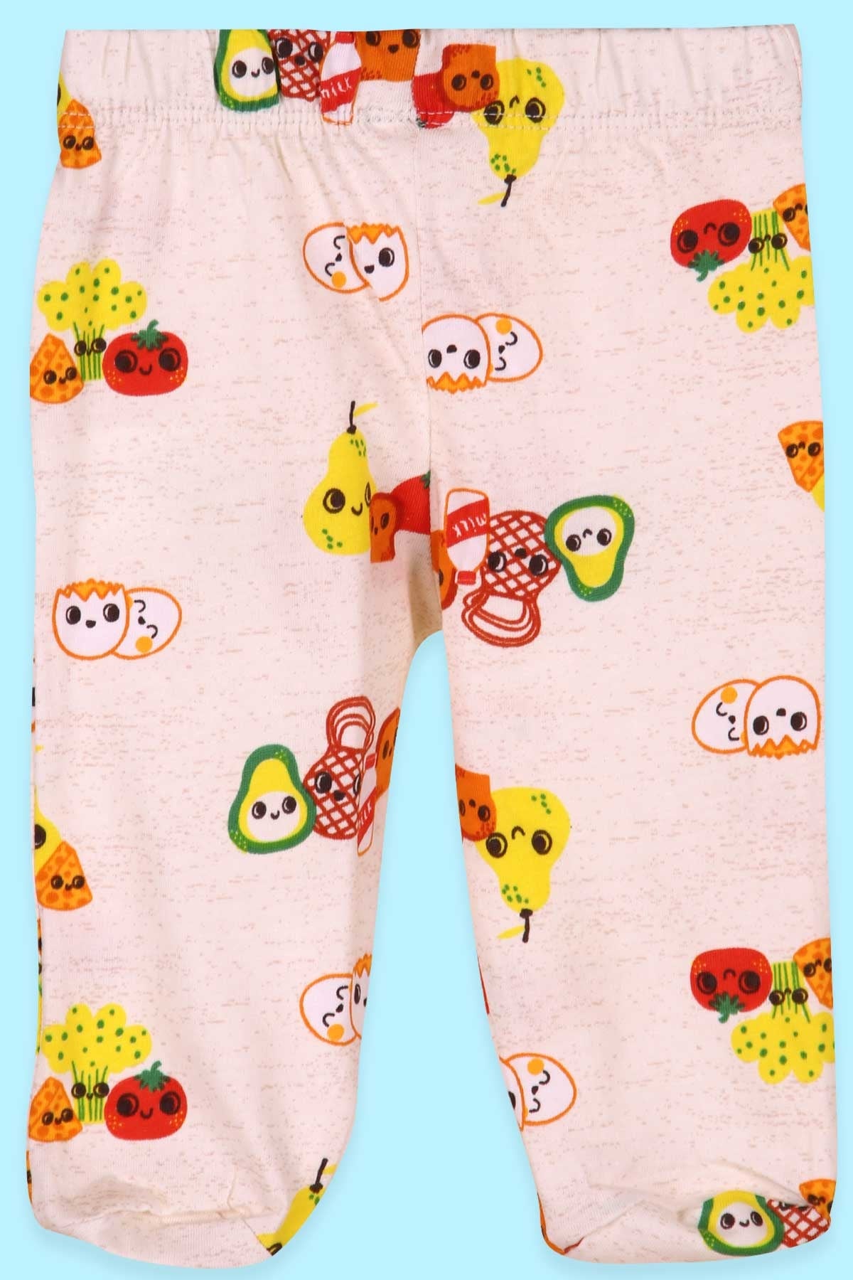 Breeze Erkek Bebek Eşofman Altı Patikli Kahvaltı Temalı Krem (0-3 Ay)