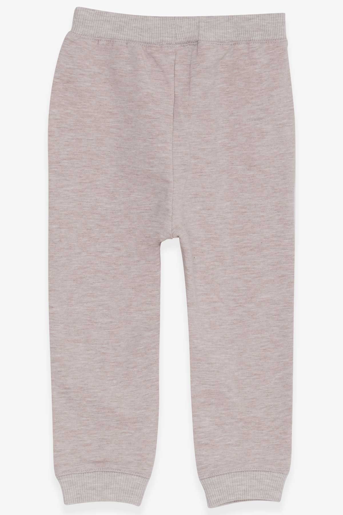 Breeze Erkek Bebek Eşofman Altı Yazı Baskılı Bej Melanj (9 Ay-3 Yaş)