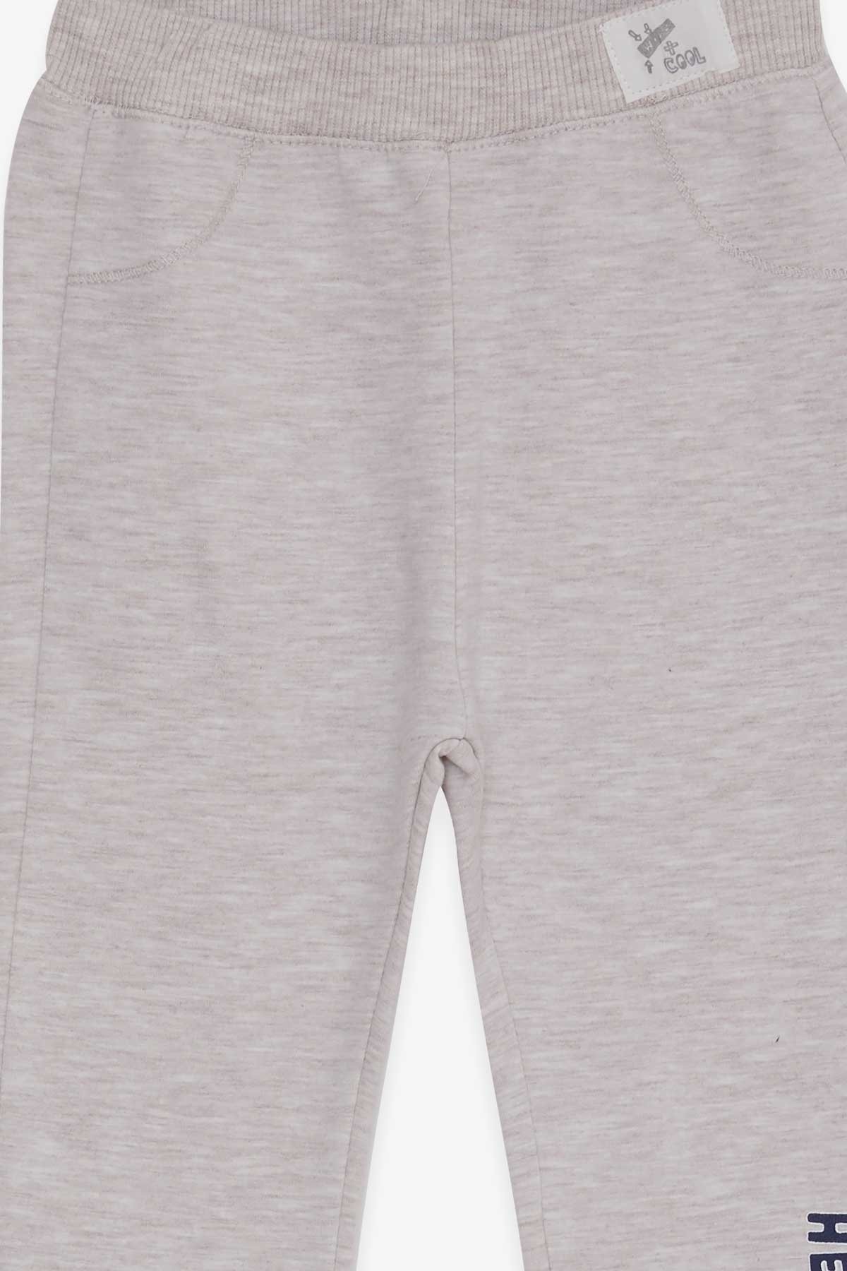 Breeze Erkek Bebek Eşofman Altı Yazı Baskılı Bej Melanj (9 Ay-3 Yaş)