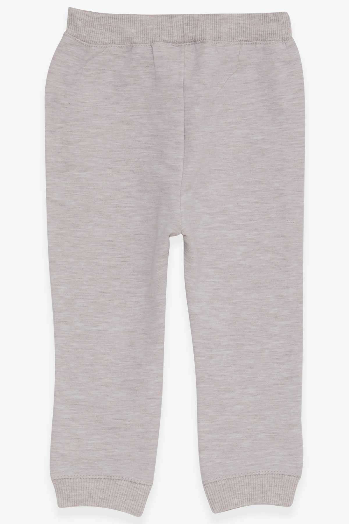 Breeze Erkek Bebek Eşofman Altı Yazı Baskılı Bej Melanj (9 Ay-3 Yaş)