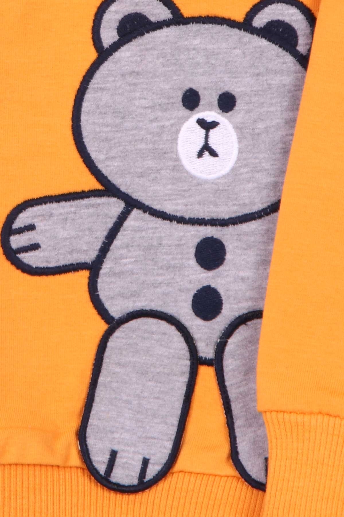 Breeze Erkek Bebek Eşofman Takım Ayı Nakışlı Hardal Sarı (9 Ay-3 Yaş)