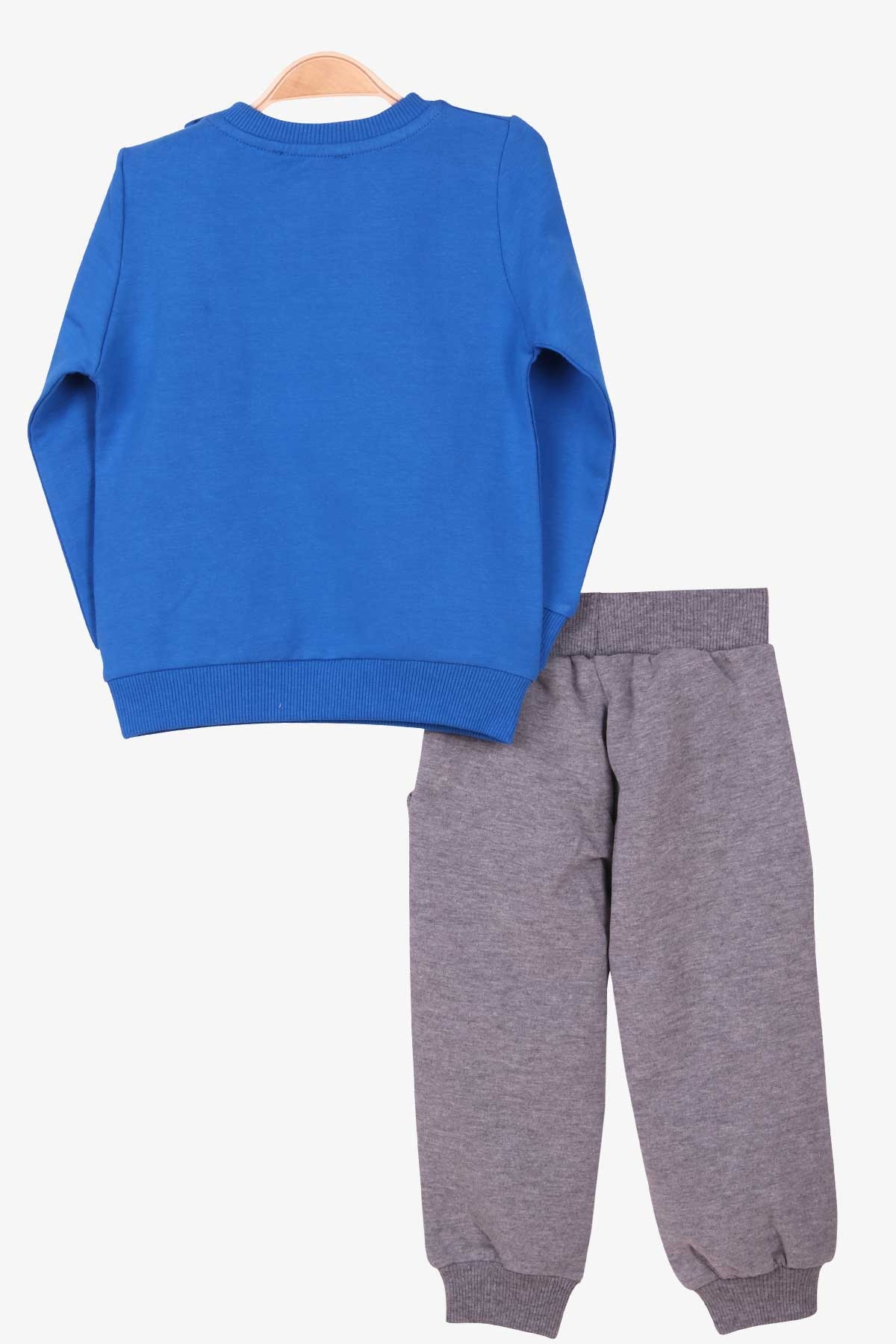 Breeze Erkek Bebek Eşofman Takım Ayı Nakışlı Saks Mavisi (9 Ay-3 Yaş)