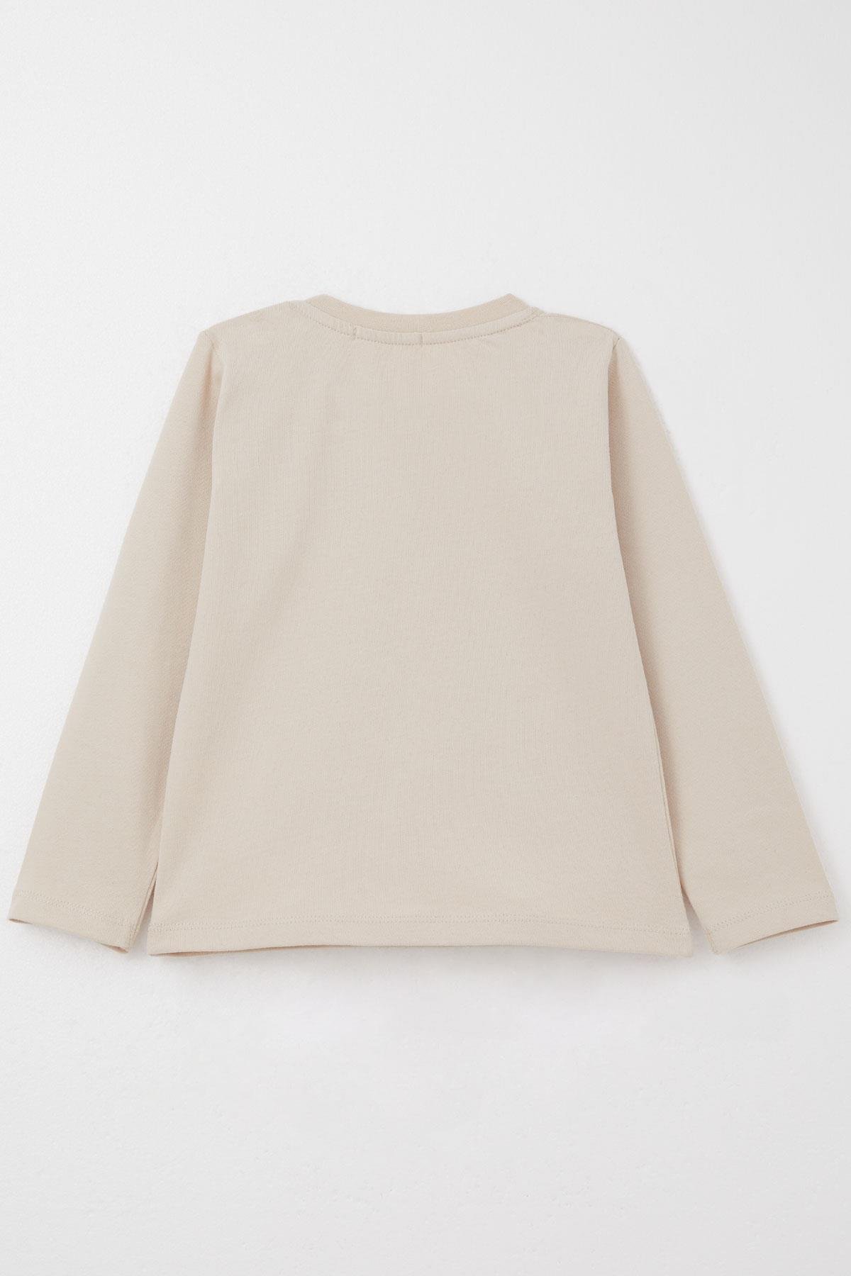 Breeze Erkek Bebek Eşofman Takım Baseball Oyuncusu Sevimli Hayvancık Baskılı Bej (9 Ay-2 Yaş)