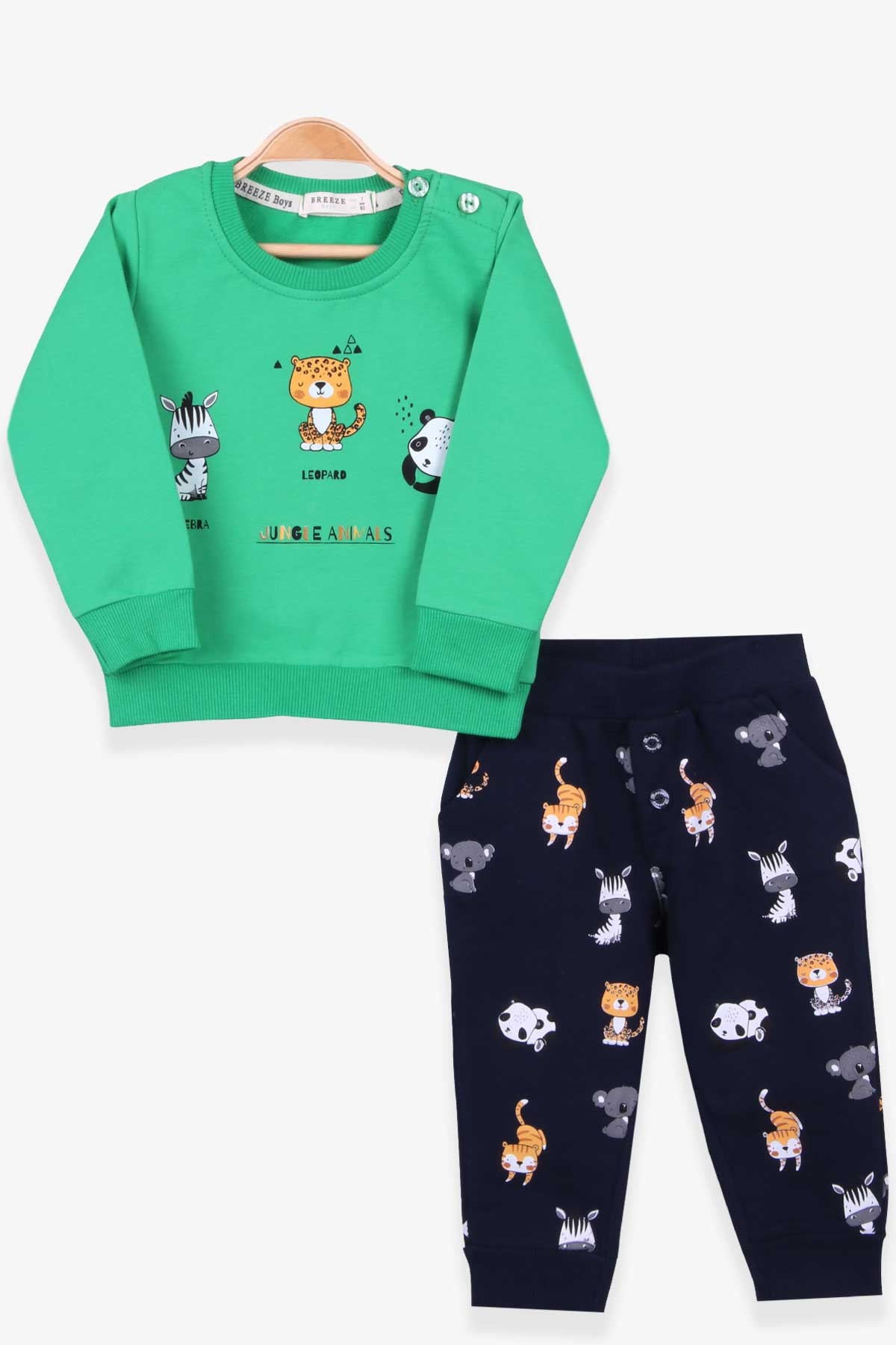Breeze Erkek Bebek Eşofman Takım Baskılı Yeşil (9 Ay-3 Yaş)
