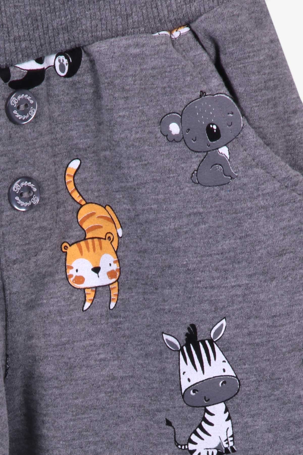 Breeze Erkek Bebek Eşofman Takım Baskılı Saks Mavisi (9 Ay-3 Yaş)