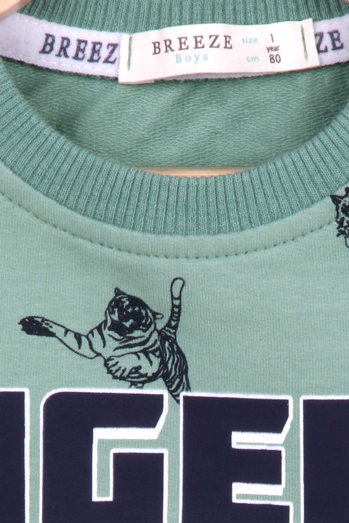 Breeze Erkek Bebek Eşofman Takım Kaplan Desenli Mint Yeşili (9 Ay-3 Yaş)