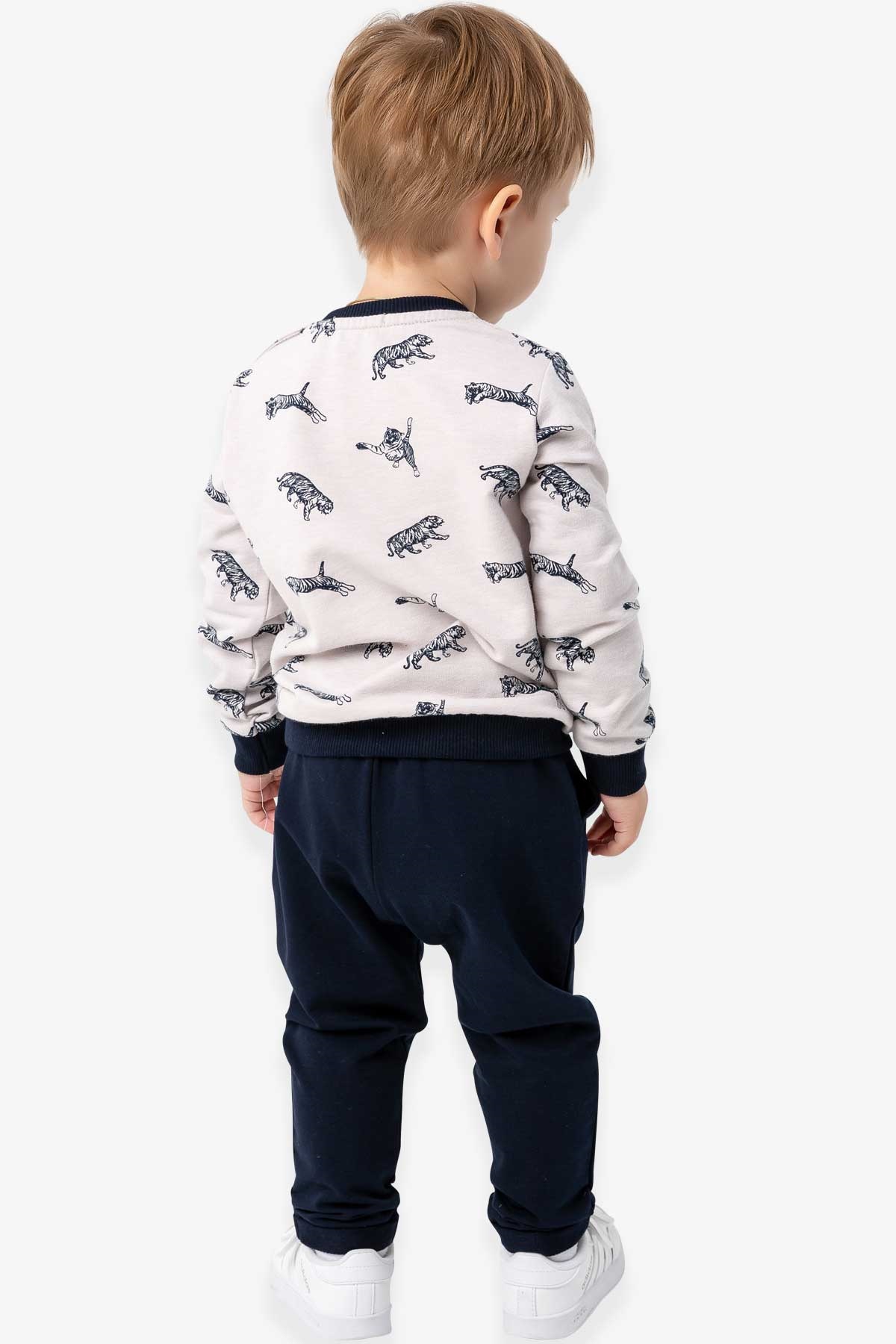 Breeze Erkek Bebek Eşofman Takım Kaplan Desenli Taş (9 Ay-3 Yaş)