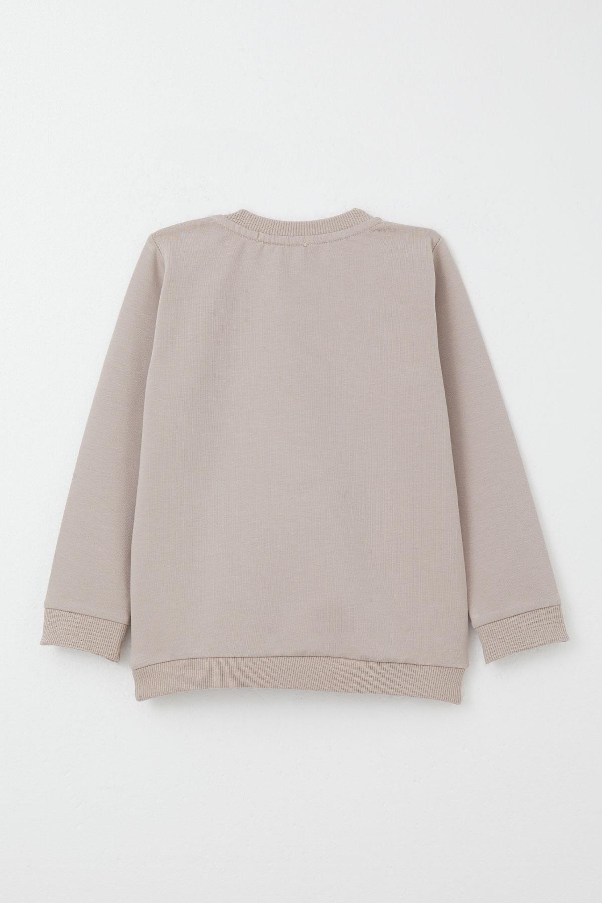 Breeze Erkek Bebek Eşofman Takım Mutlu Köpekçik Nakışlı Vizon (9 Ay-3 Yaş)