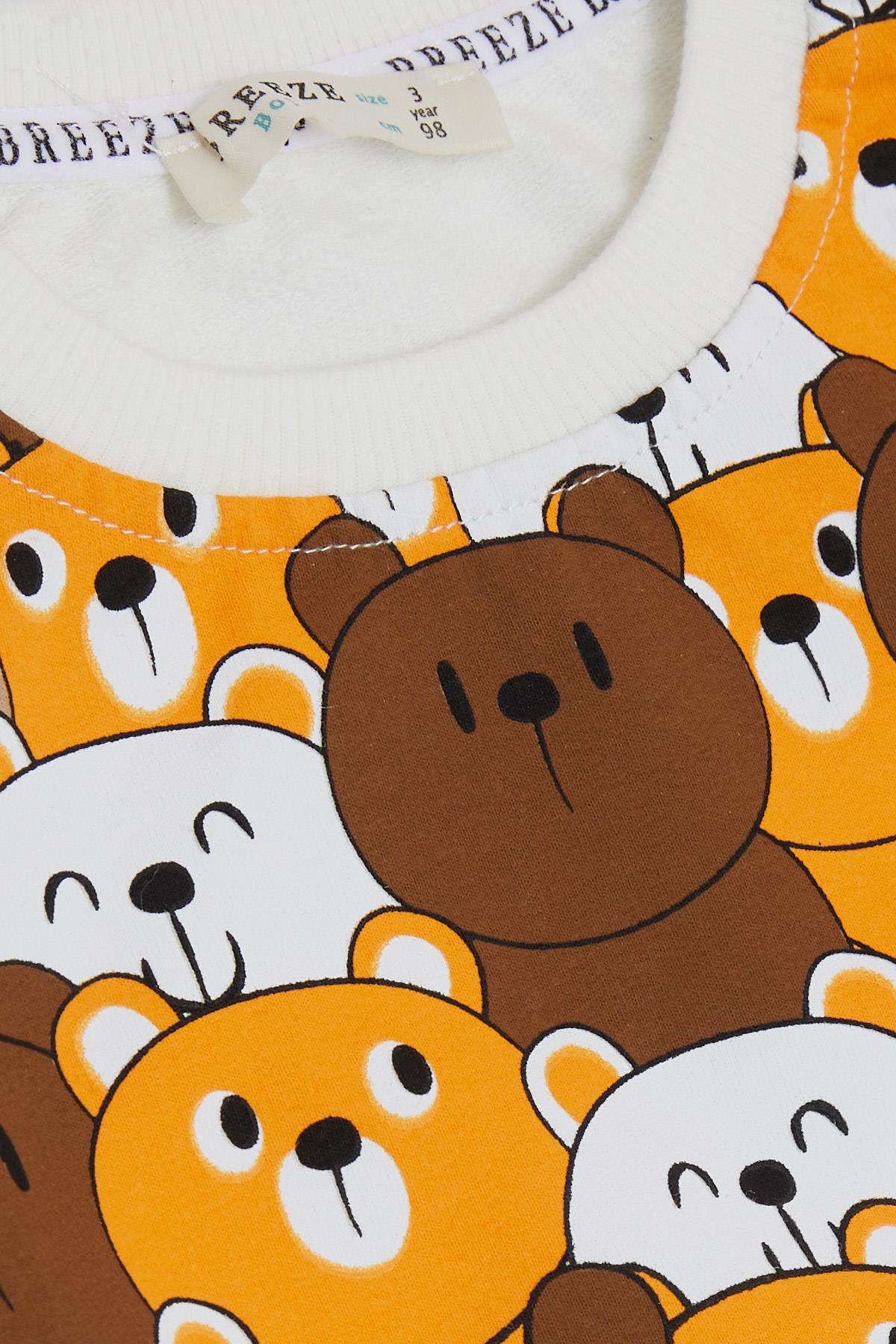 Breeze Erkek Bebek  Eşofman Takım Sevimli Ayıcıklar Desenli Karışık Renk (9 Ay-3 Yaş)