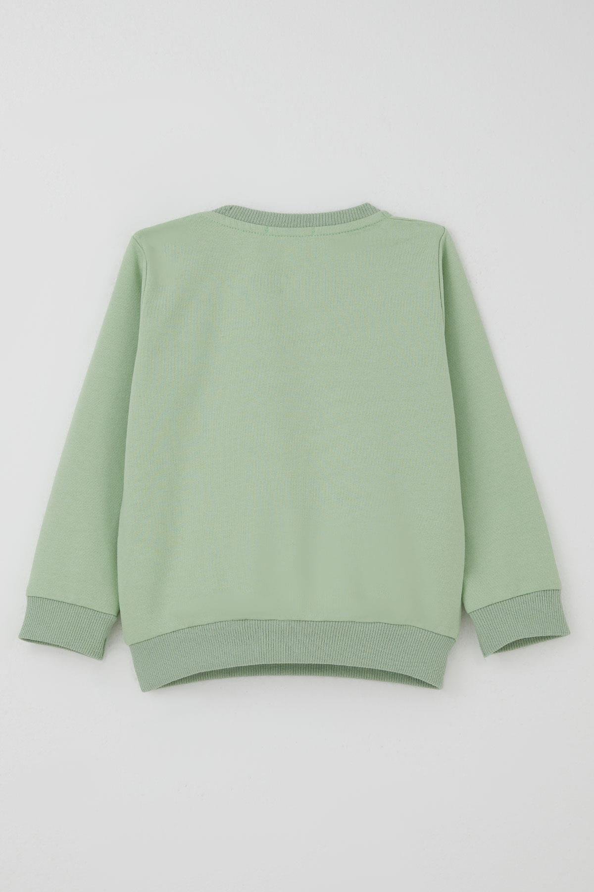 Breeze Erkek Bebek Eşofman Takımı Arabalı & Helikopterli Sevimli Ayıcık Fıstık Yeşili (6 Ay-2 Yaş)