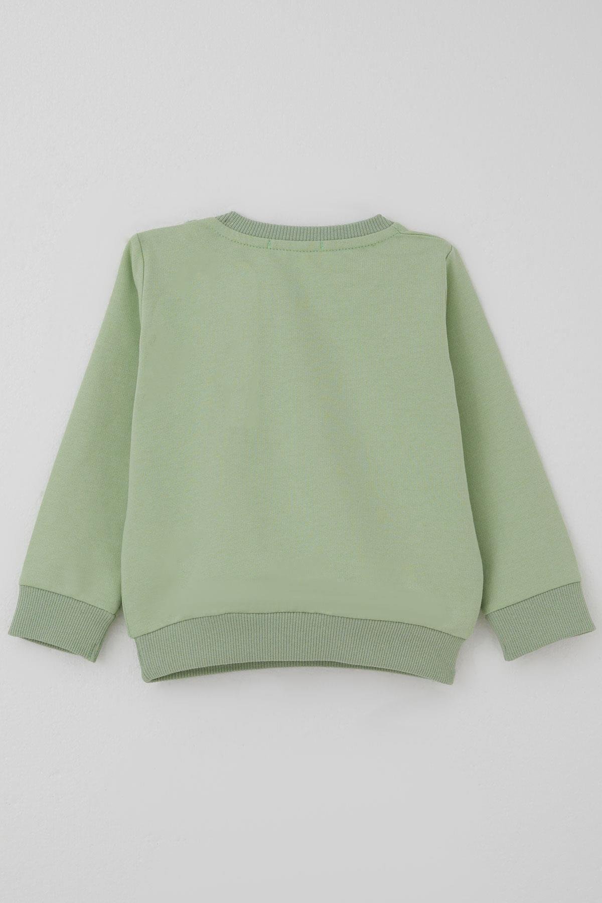 Breeze Erkek Bebek Eşofman Takımı Arabalı & Helikopterli Sevimli Ayıcık Fıstık Yeşili (6 Ay-2 Yaş)