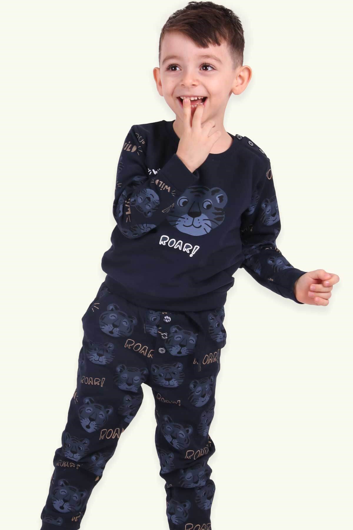 Breeze Erkek Bebek Eşofman Takımı Aslanlı Lacivert (1.5 Yaş)