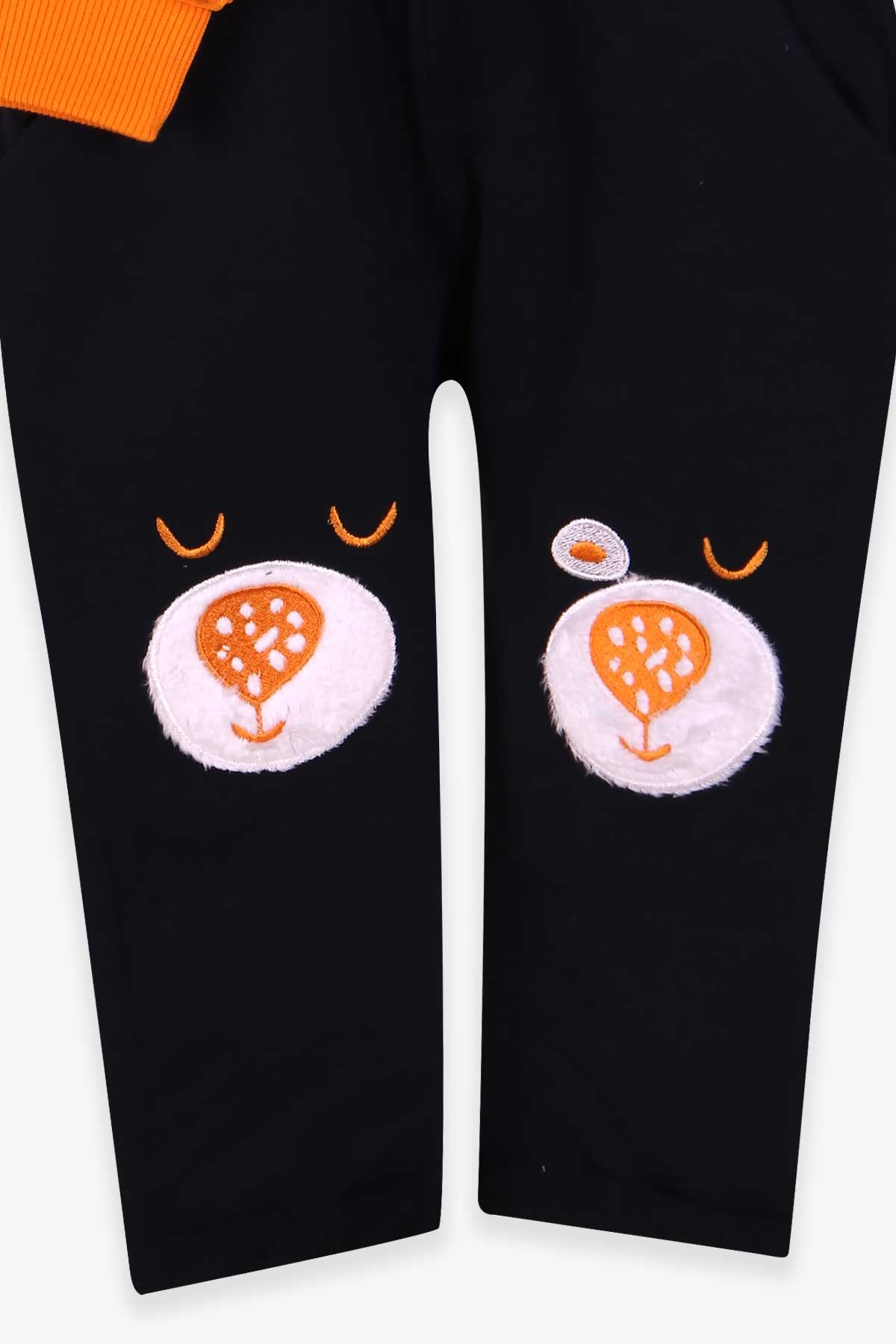 Breeze Erkek Bebek Eşofman Takımı Atkılı Ayıcık Nakışlı Hardal Sarı (9 Ay-3 Yaş)