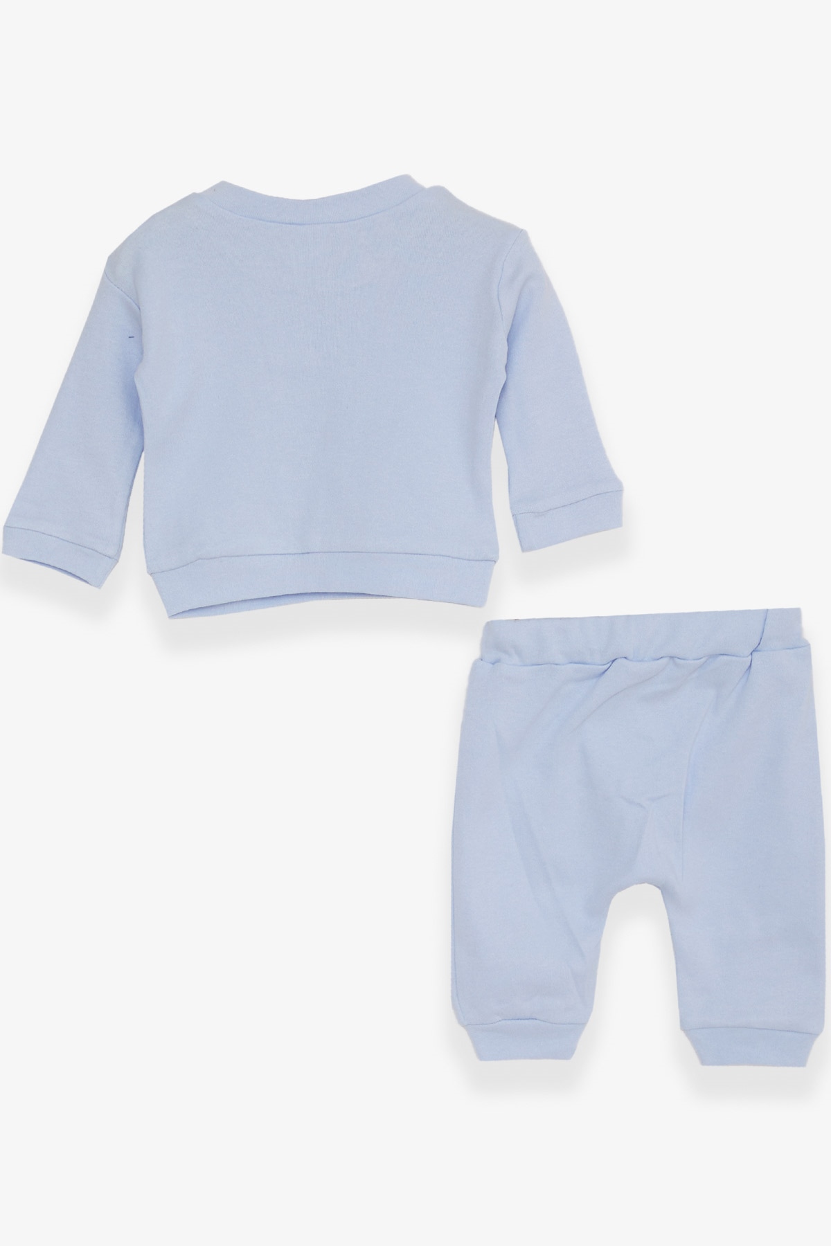 Breeze Erkek Bebek Eşofman Takımı Ayıcık Baskılı Bebe Mavisi (0-3 Ay-9 Ay)